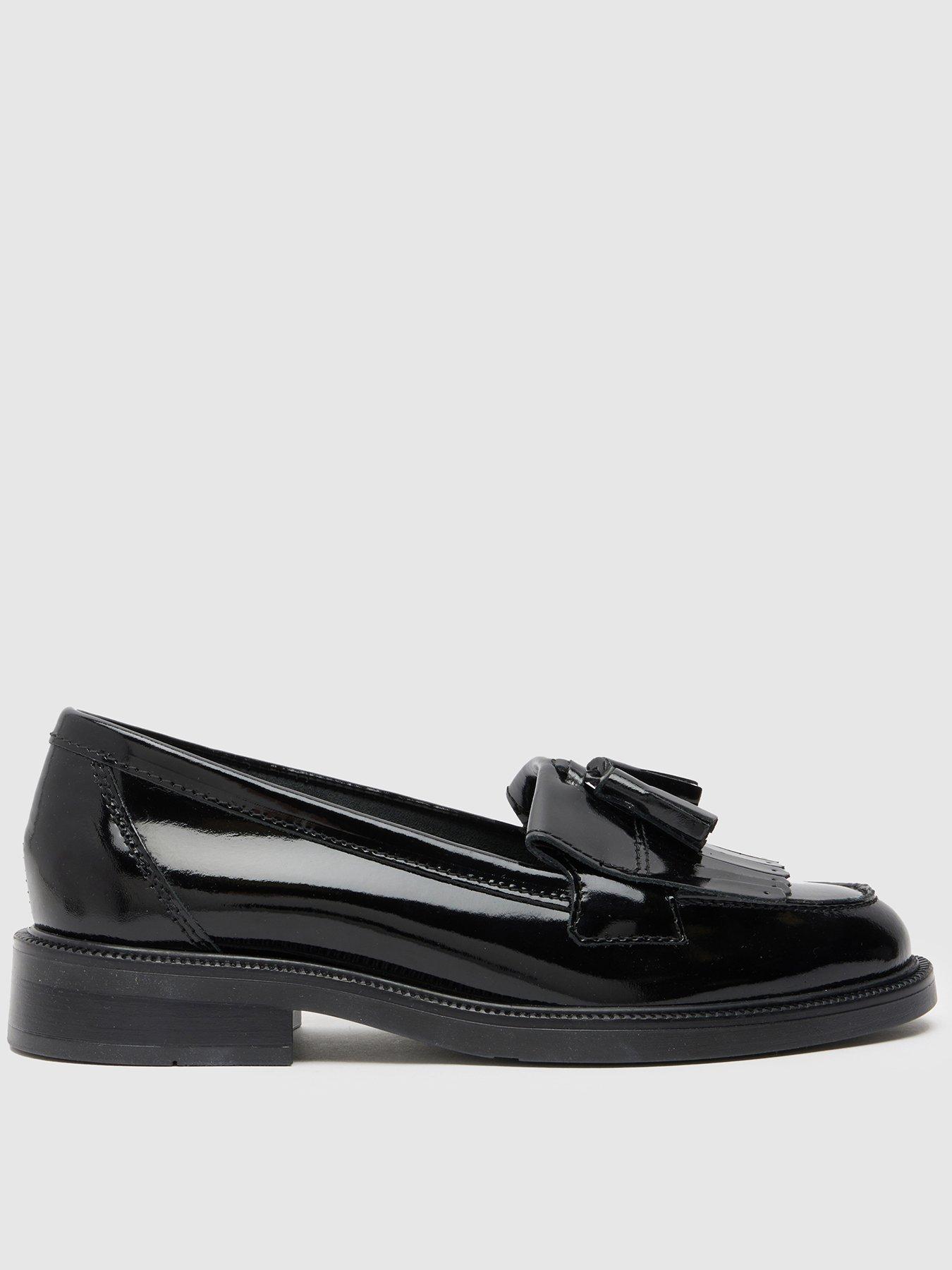 Schuh Wide Fit Lizzie Patent Leather Tassel Loafer - Black