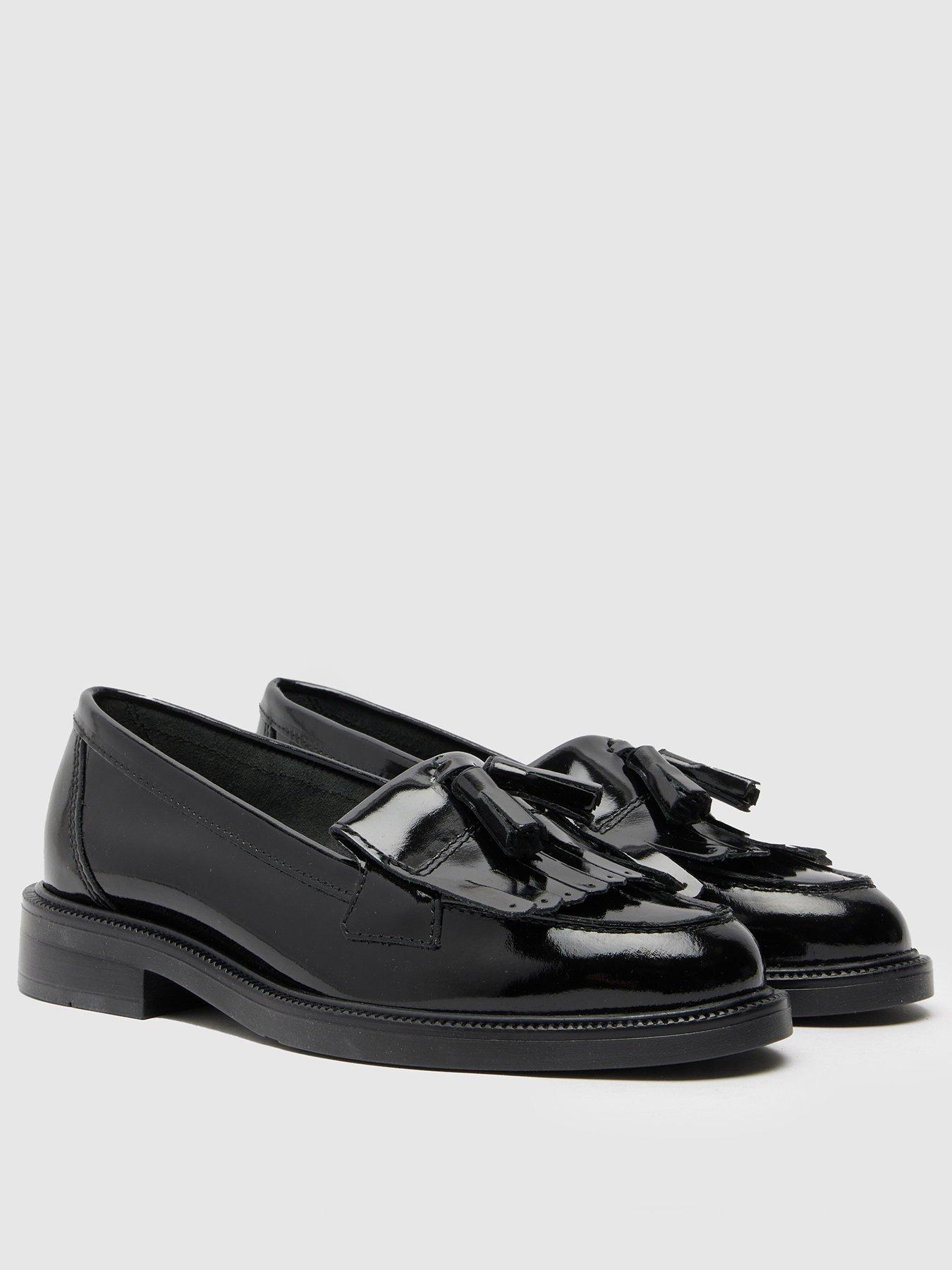 Image 2 of 4 of Schuh Wide Fit Lizzie Patent Leather Tassel Loafer - Black
