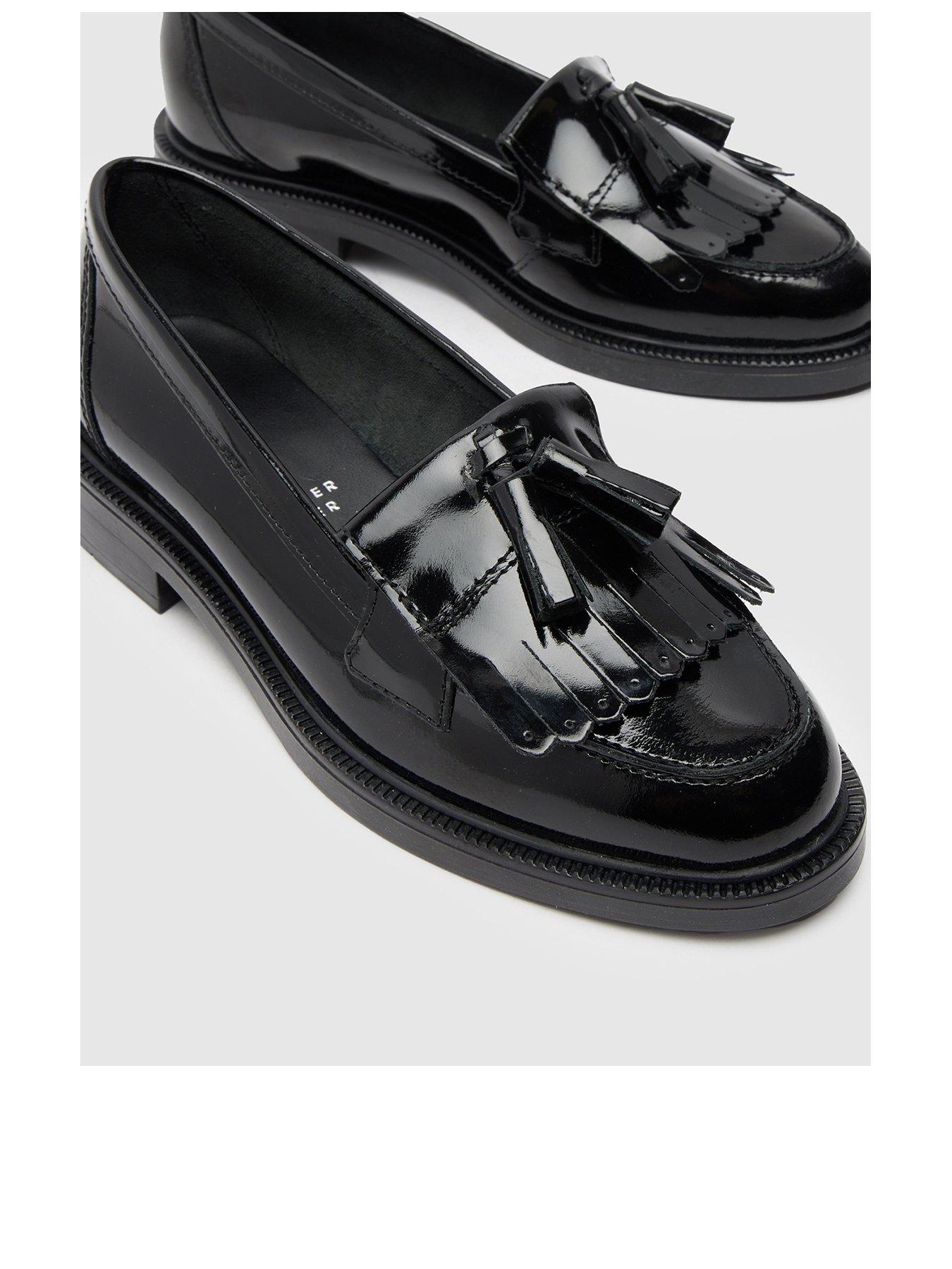 Image 3 of 4 of Schuh Wide Fit Lizzie Patent Leather Tassel Loafer - Black