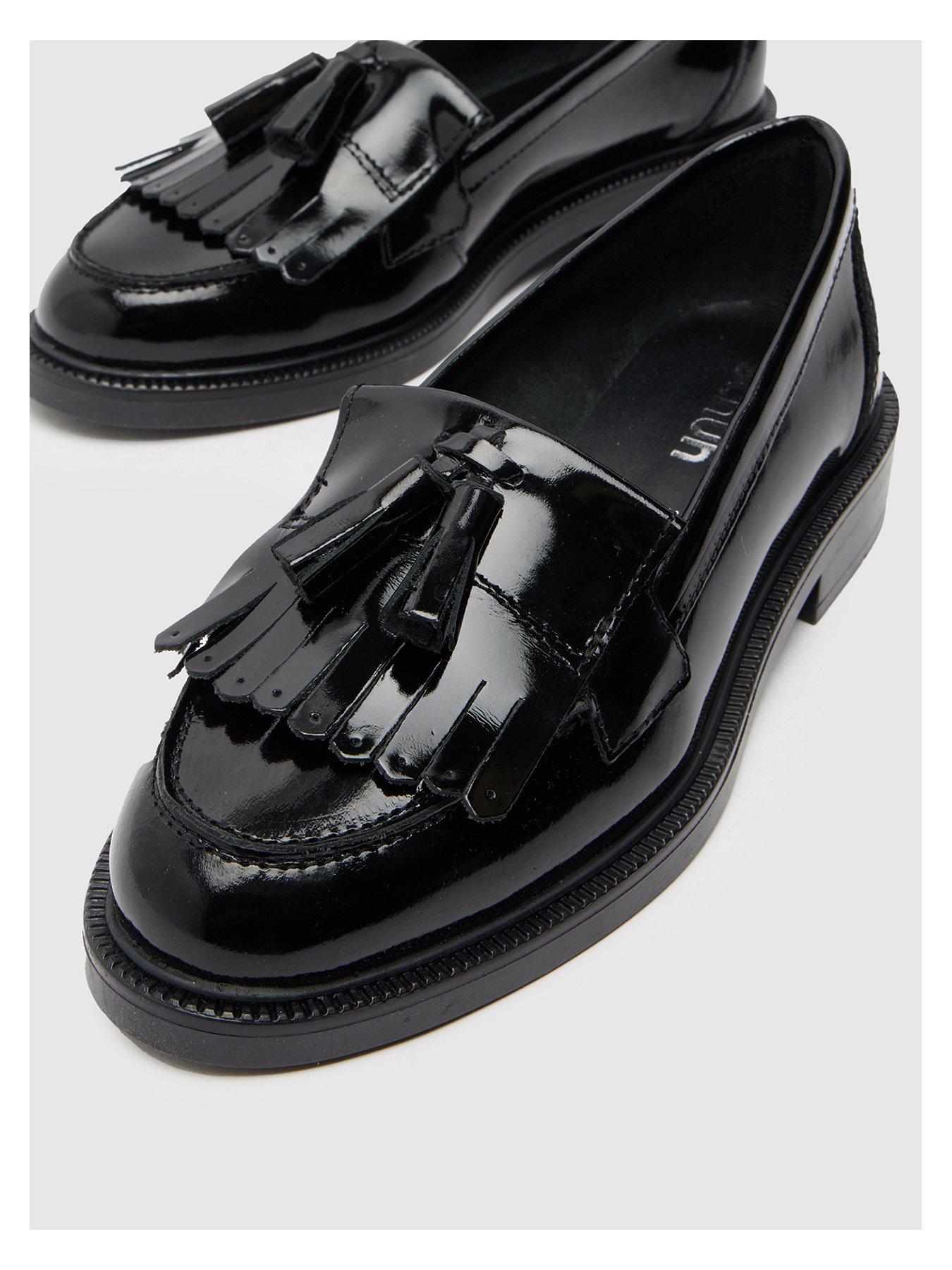 Image 4 of 4 of Schuh Wide Fit Lizzie Patent Leather Tassel Loafer - Black