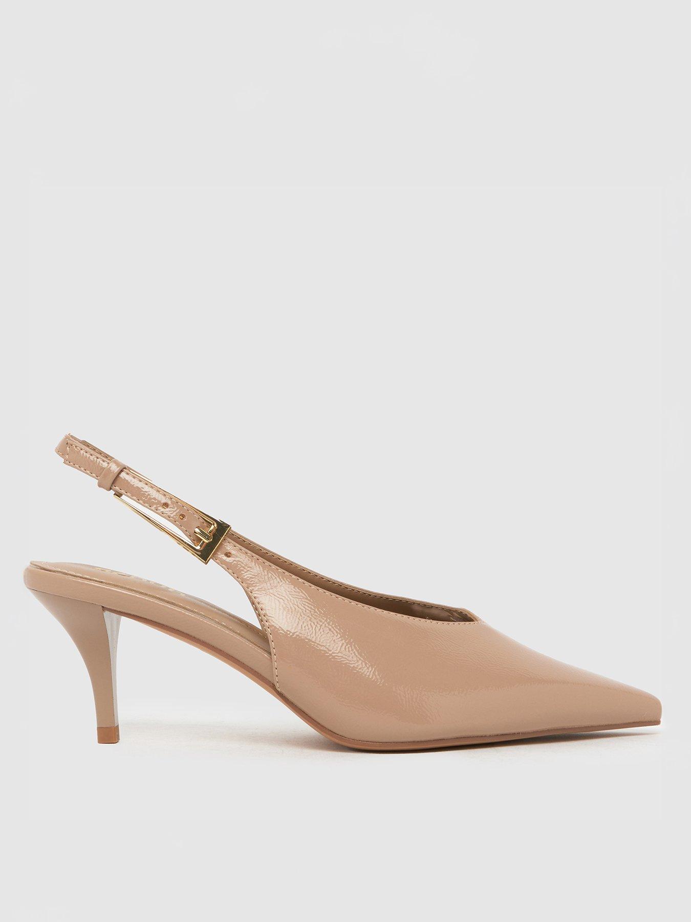 Schuh Sage Kitten Heel Buckle Point - Taupe