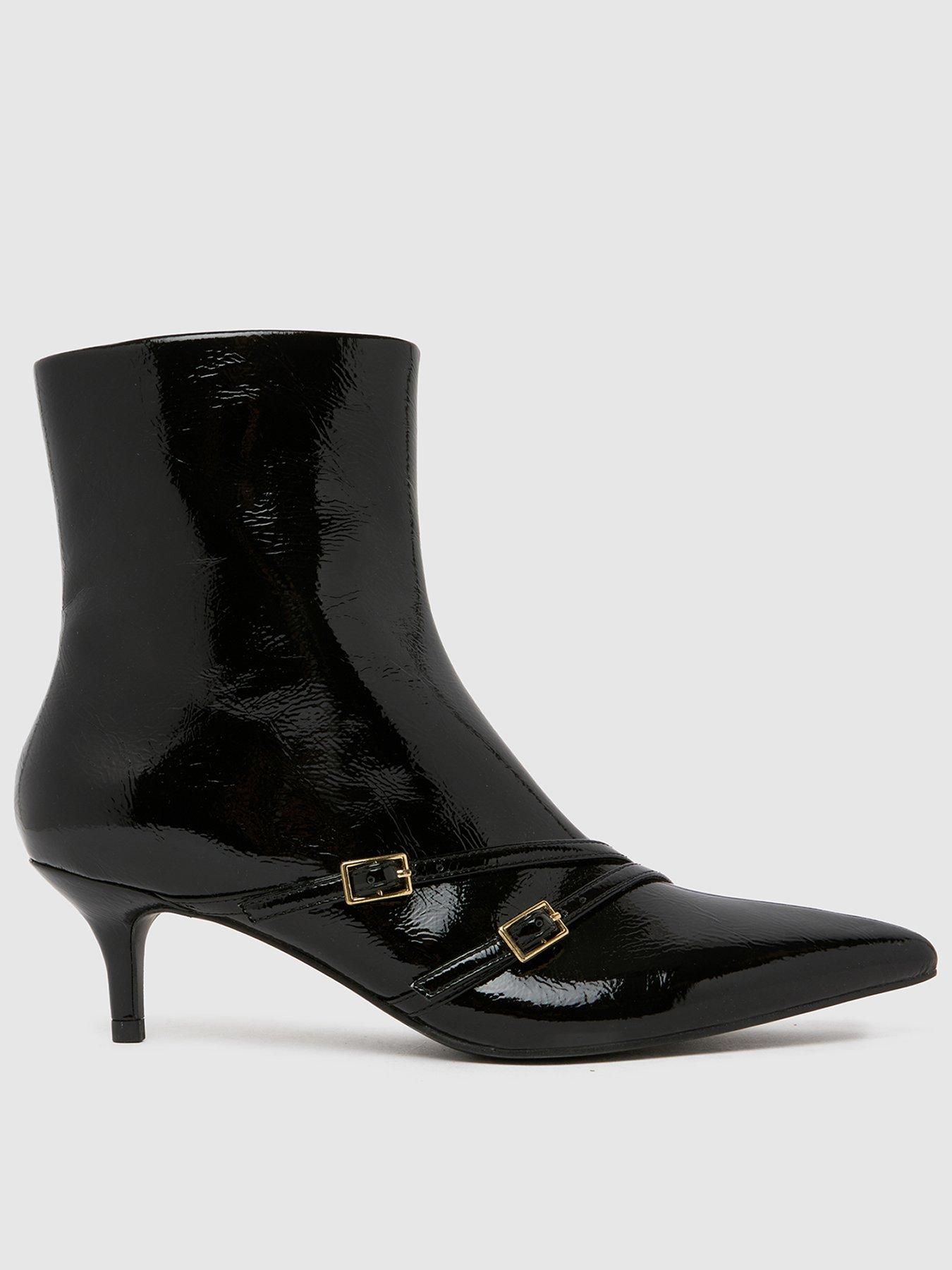 Image 1 of 4 of Schuh Beckett Buckle Kitten Boots - Black