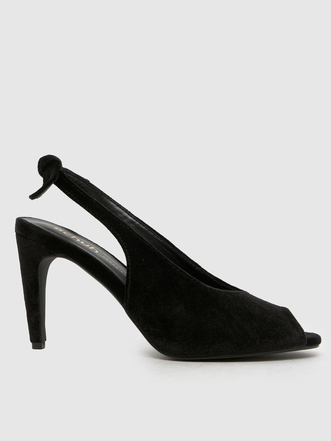 Schuh Scottie Velvet Bow Peep Toe Sandal - Black