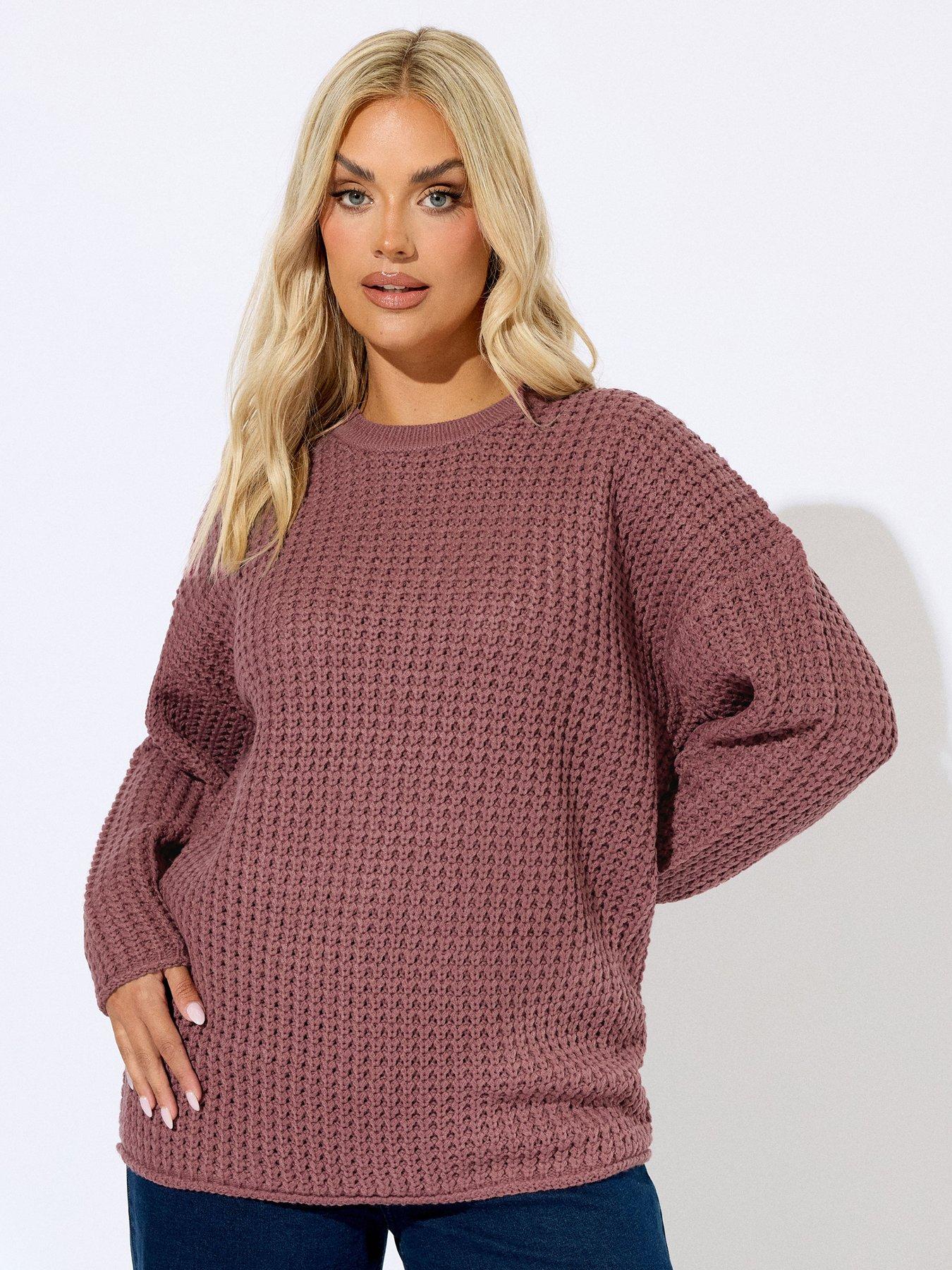 yours-curve-waffle-jumper-pink