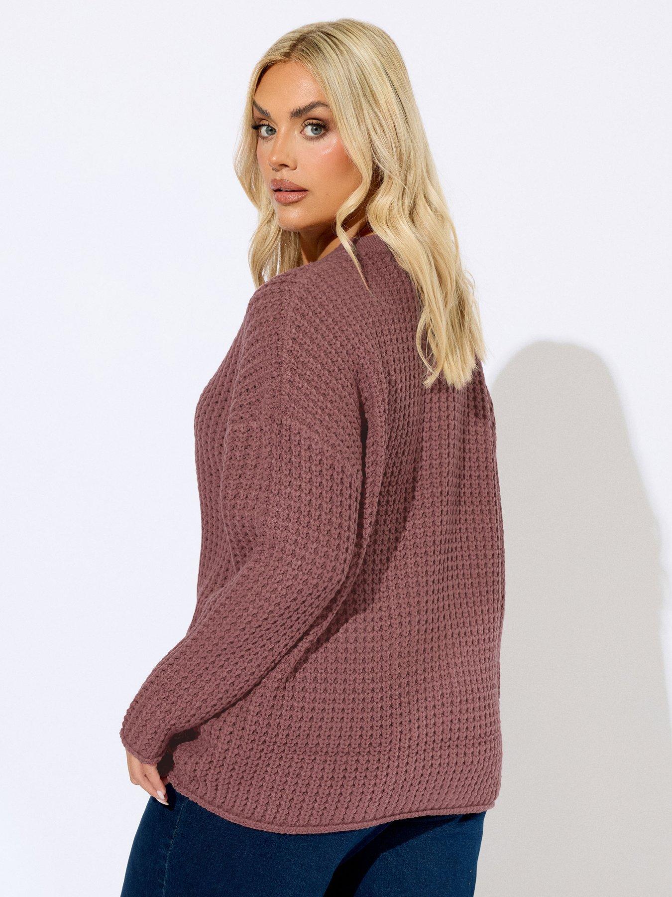 yours-curve-waffle-jumper-pinkstillFront