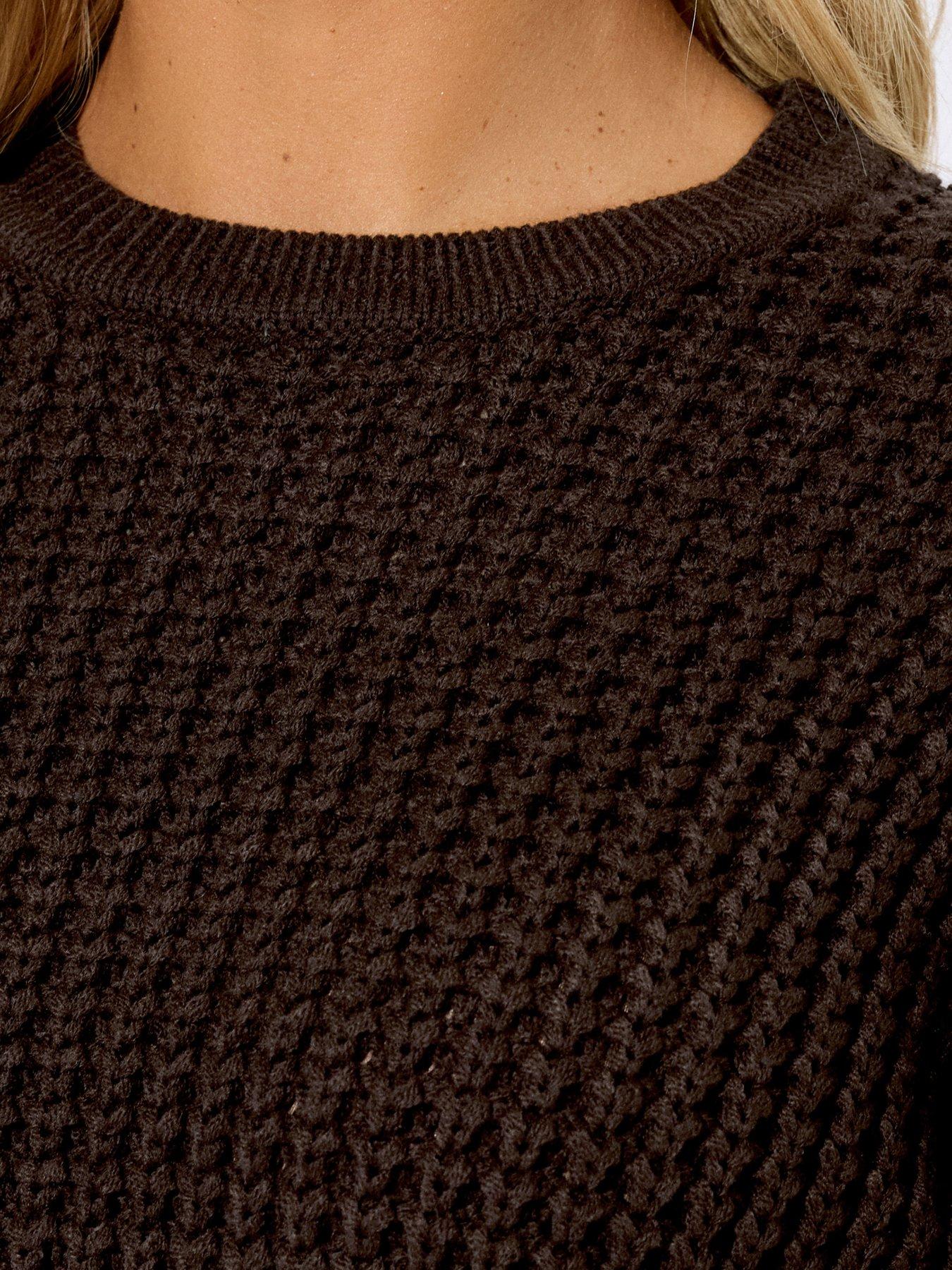 Image 4 of 4 of Yours Curve Waffle Jumper - Brown