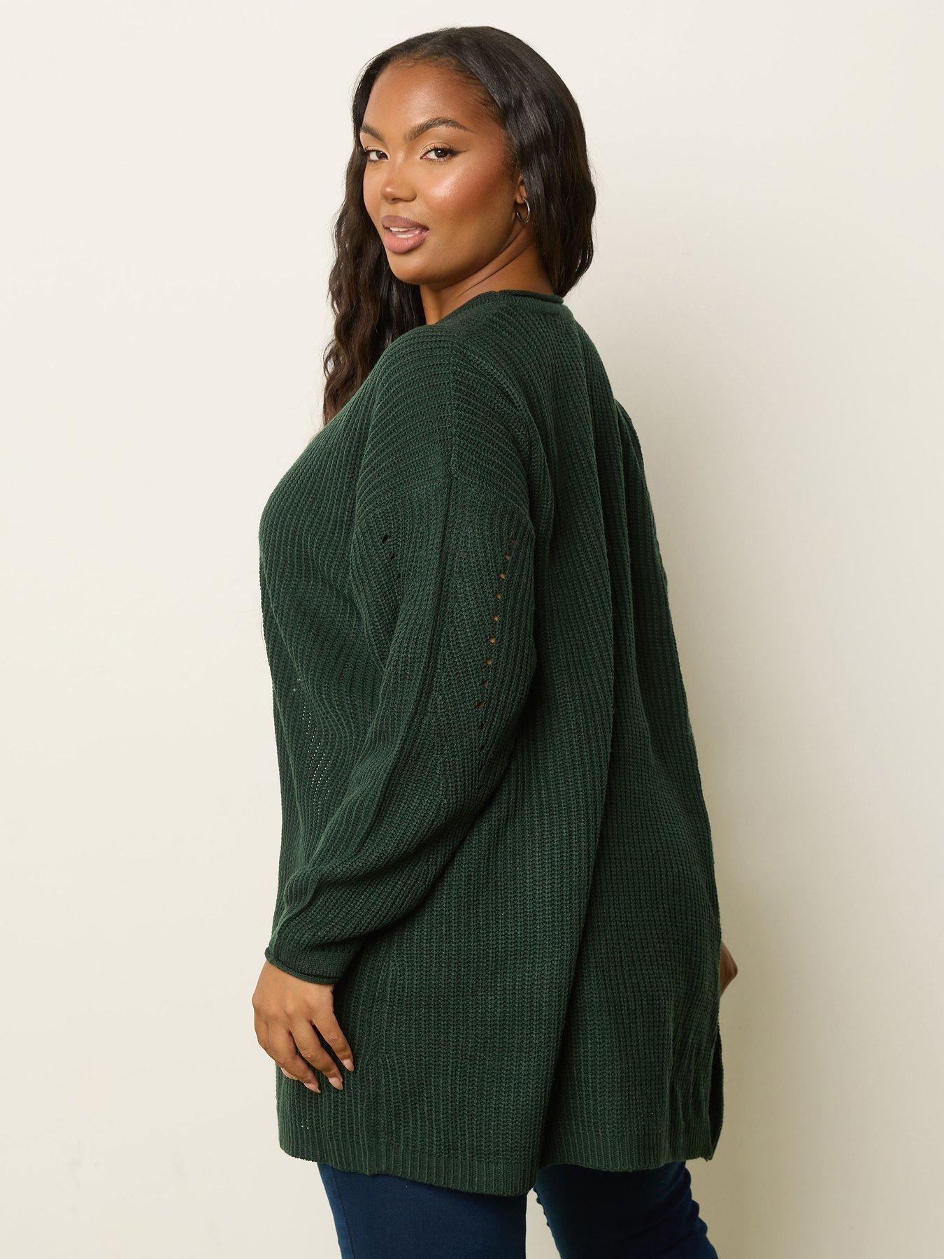 yours-curve-cardigan-greenstillFront