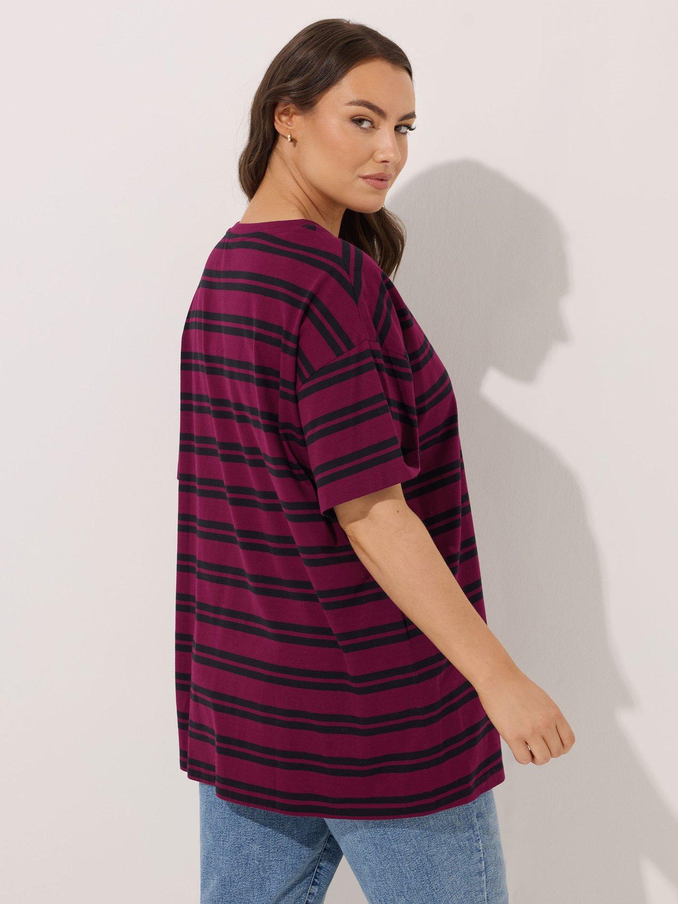 yours-curve-stripe-t-shirt-redstillFront