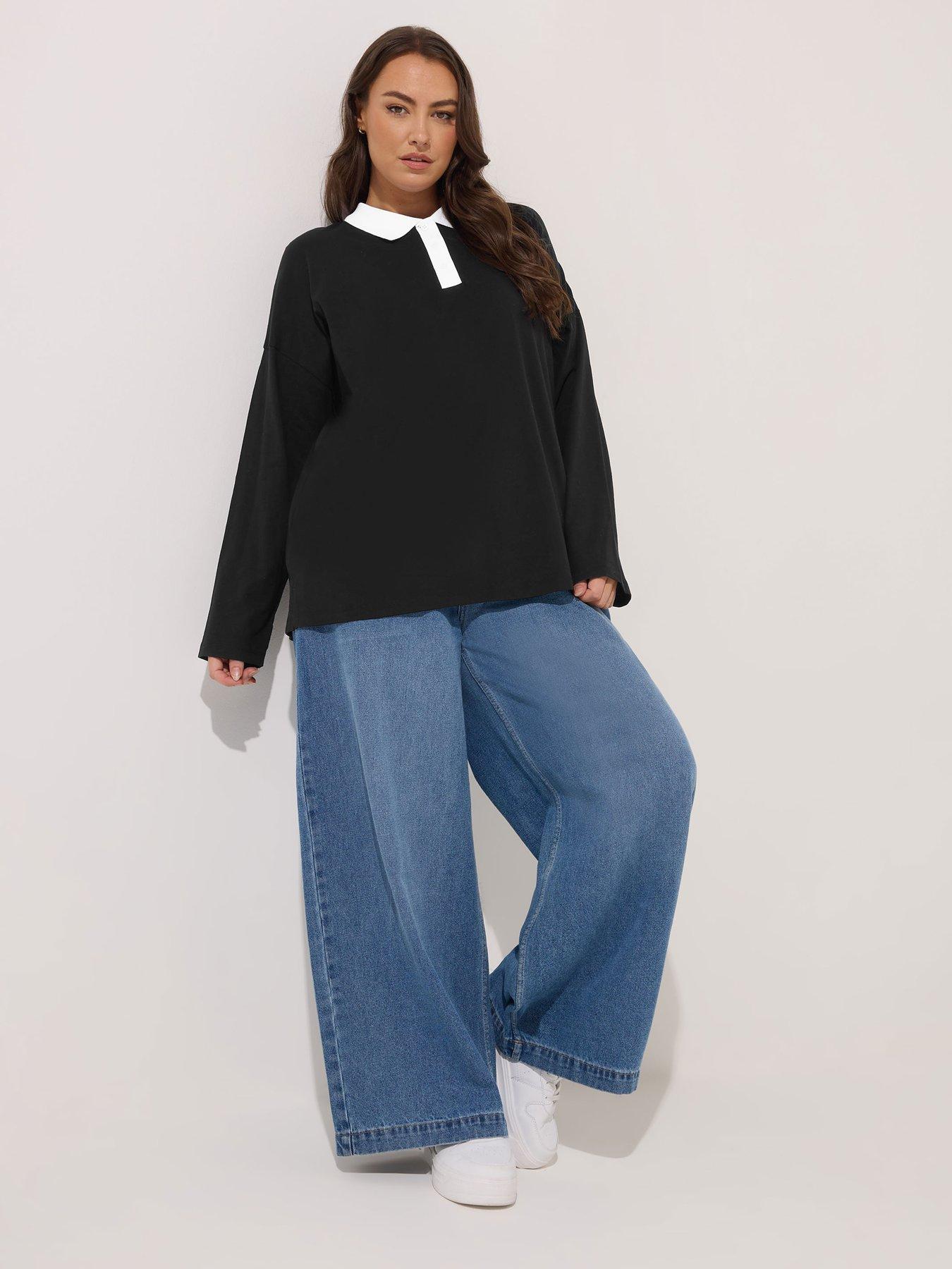 yours-curve-rugby-collar-long-sleeve-top-blackback
