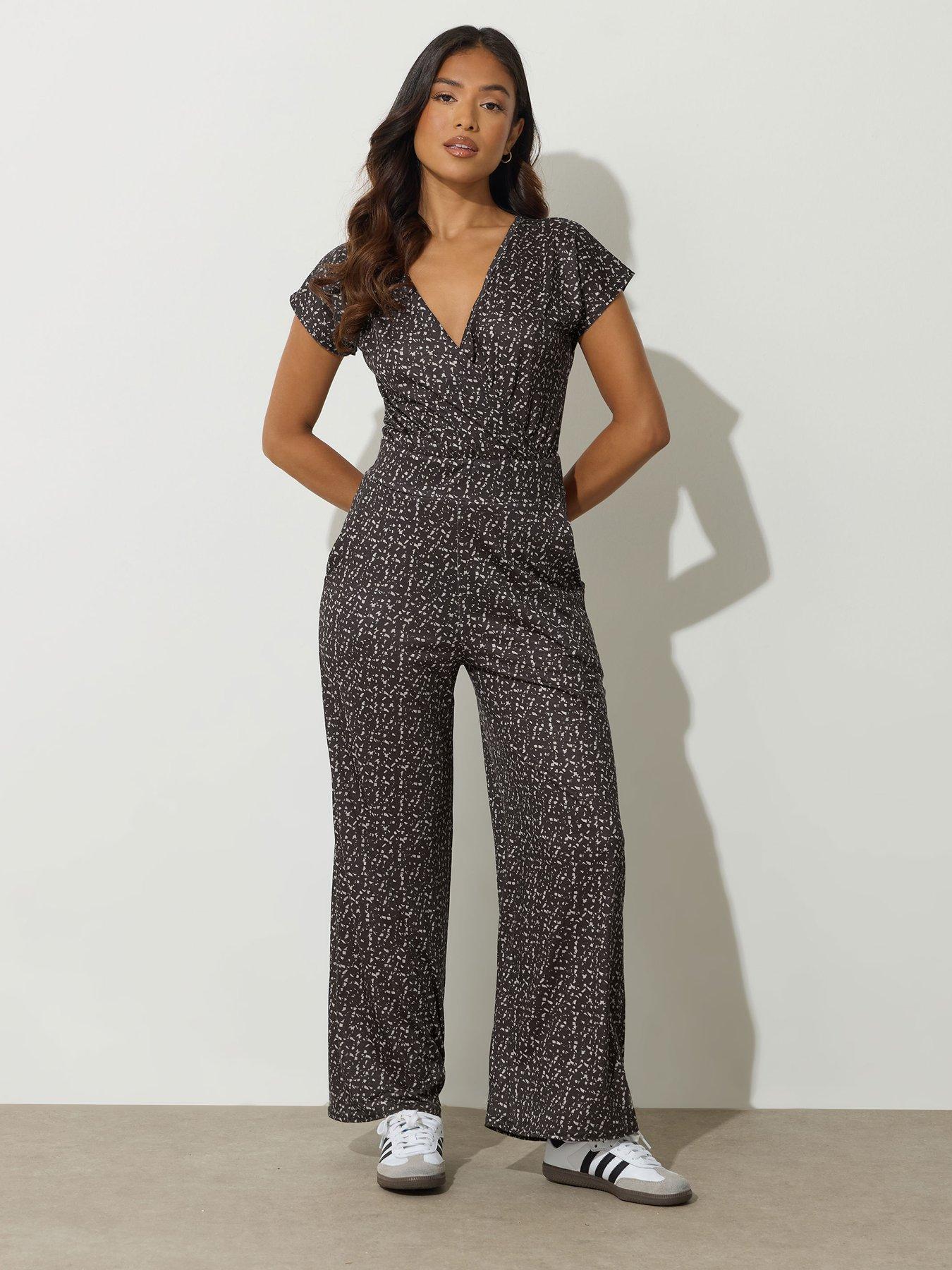 Image 3 of 4 of PixieGirl Petite Marking Wrap Jumpsuit - Black