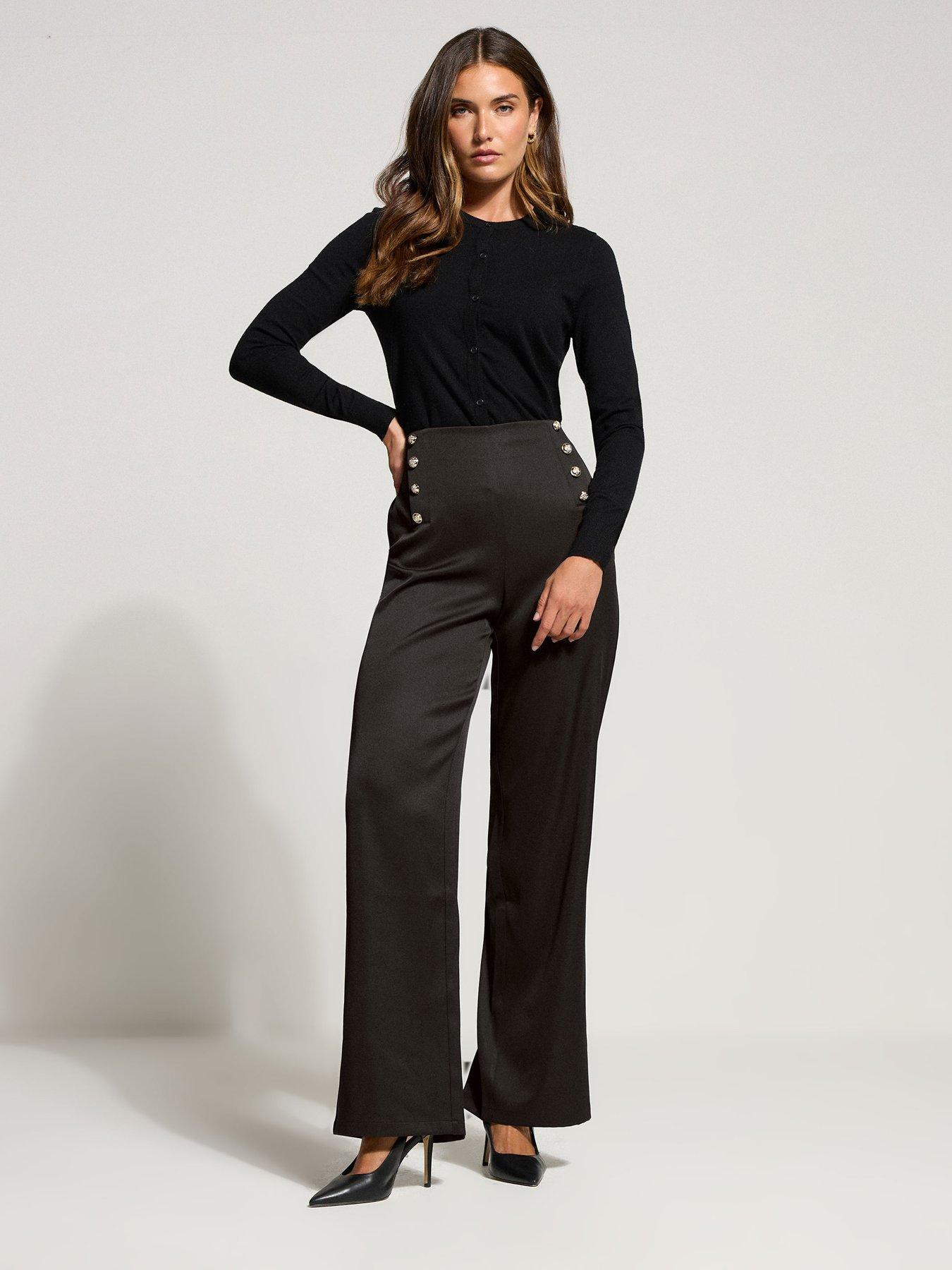 Image 3 of 4 of Long Tall Sally Military Button Trouser 34" - Black