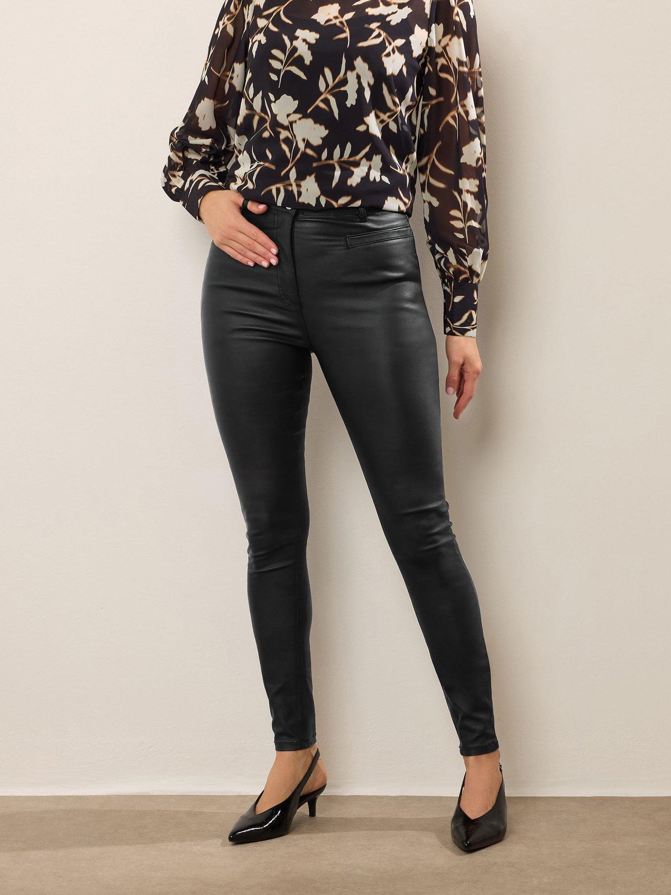 Long Tall Sally Faux Leather Skinny Jean 36" - Black