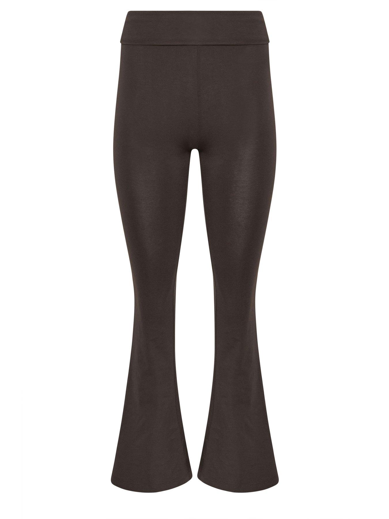 pixiegirl-petite-fold-over-waist-flared-legging-browndetail