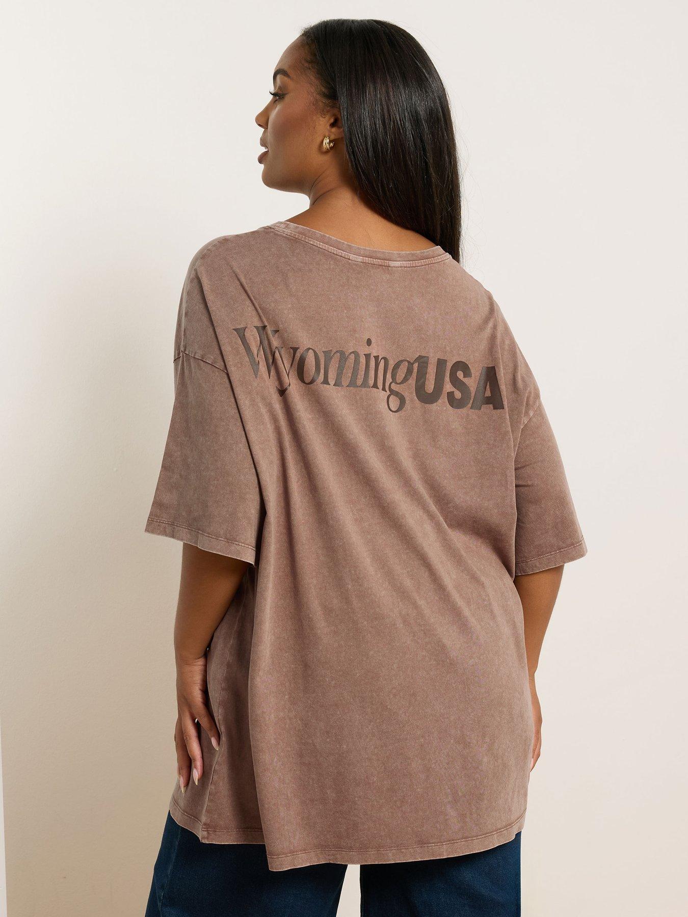 yours-curve-placement-print-relaxed-t-shirt-brownstillFront
