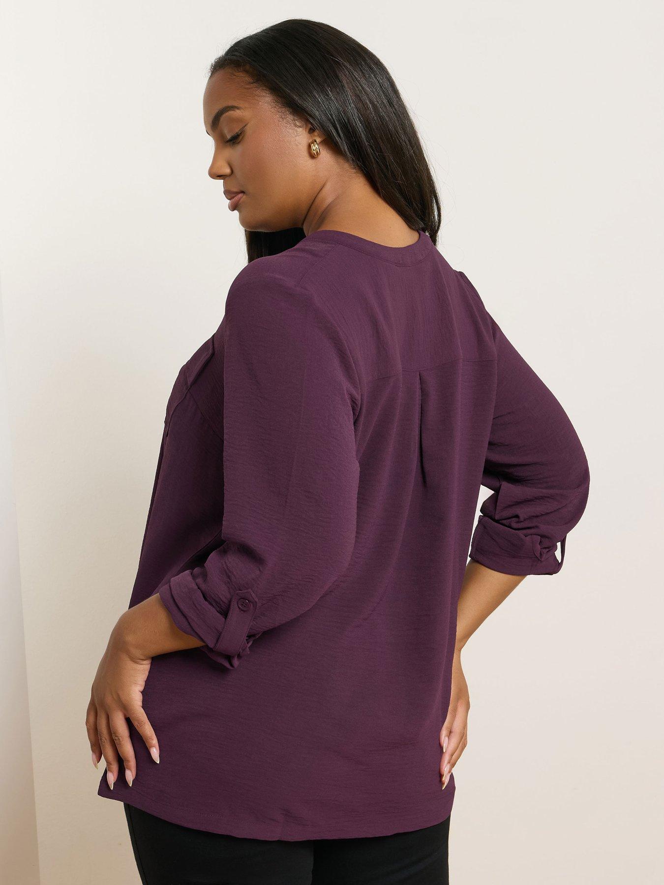 yours-curve-zip-notch-neck-blouse-purplestillFront