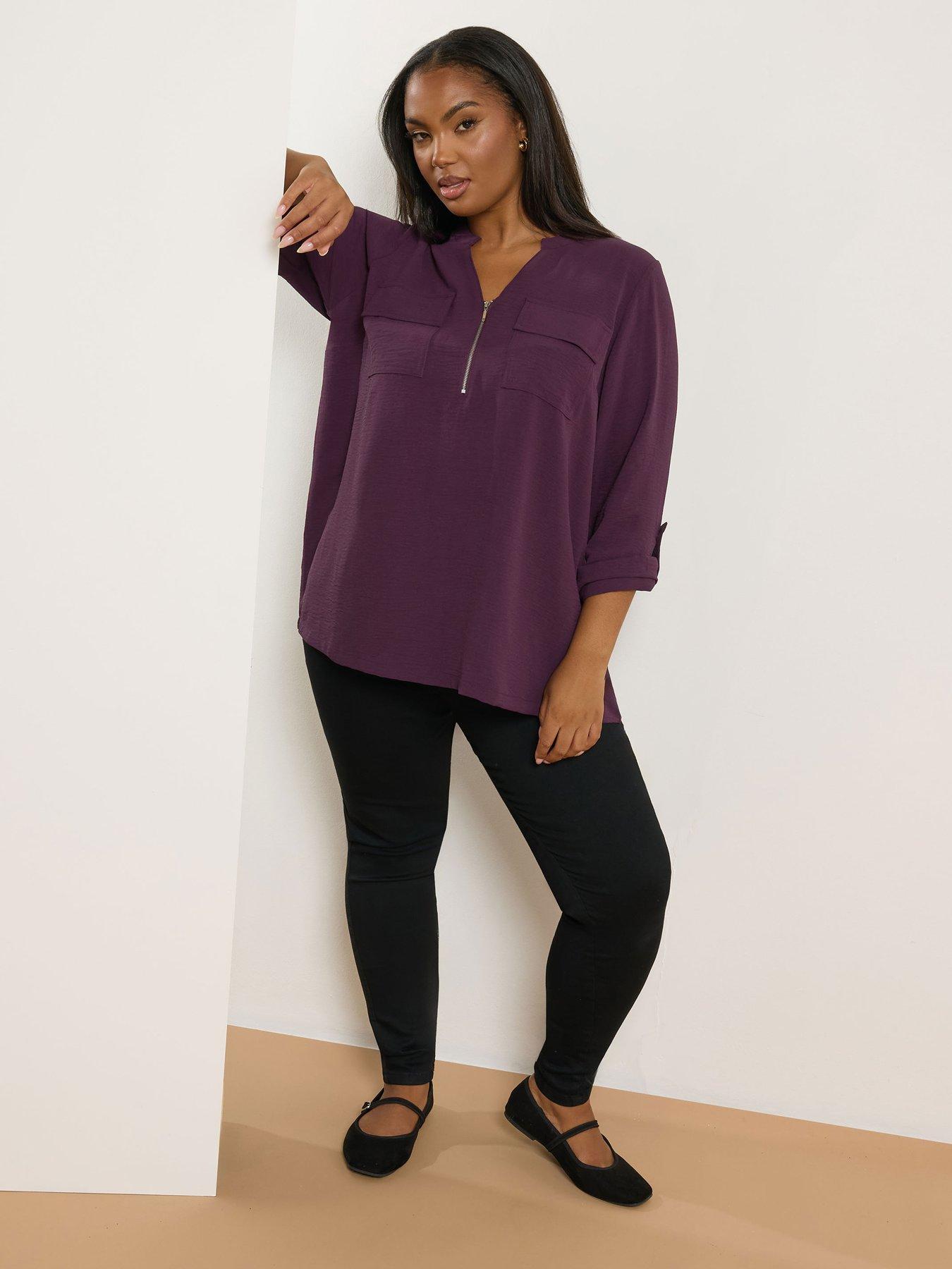 yours-curve-zip-notch-neck-blouse-purpleback