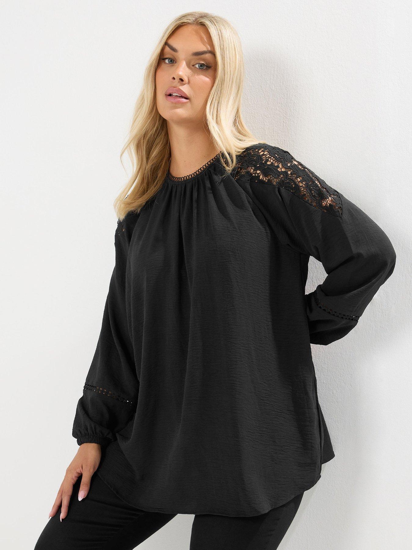 yours-curve-lace-raglan-blouse-black
