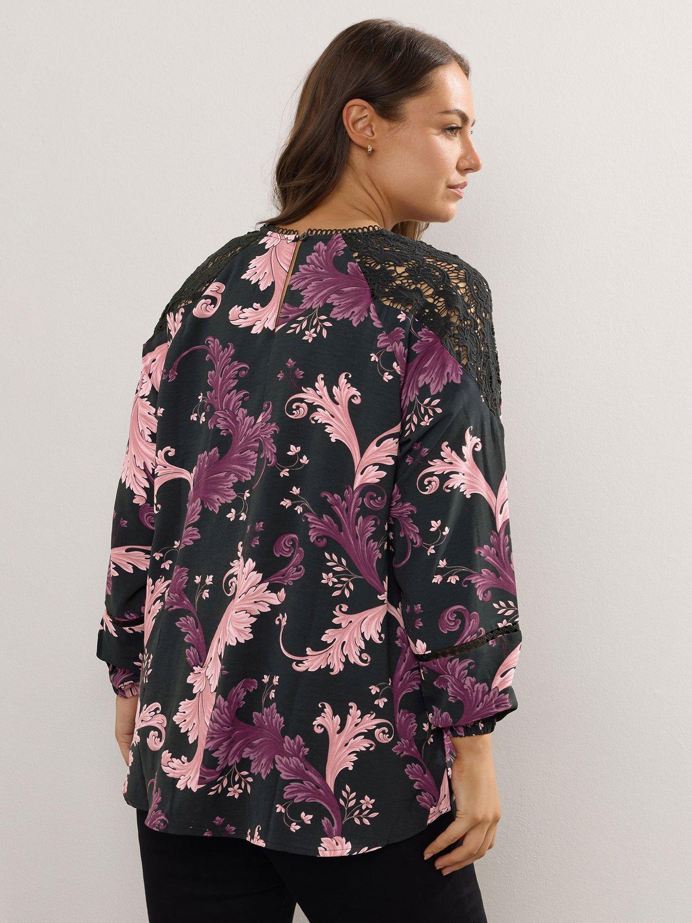 yours-curve-lace-raglan-blouse-blackstillFront