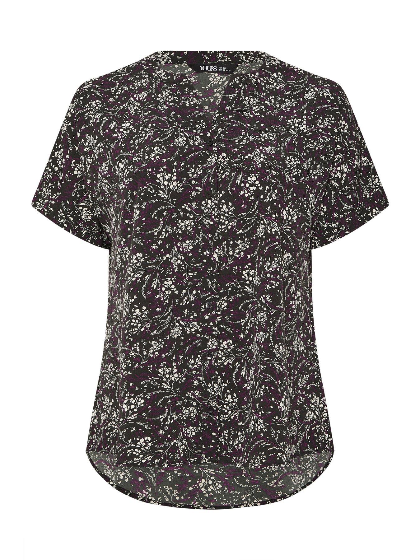 yours-curve-short-sleeve-notch-neck-top-blackdetail