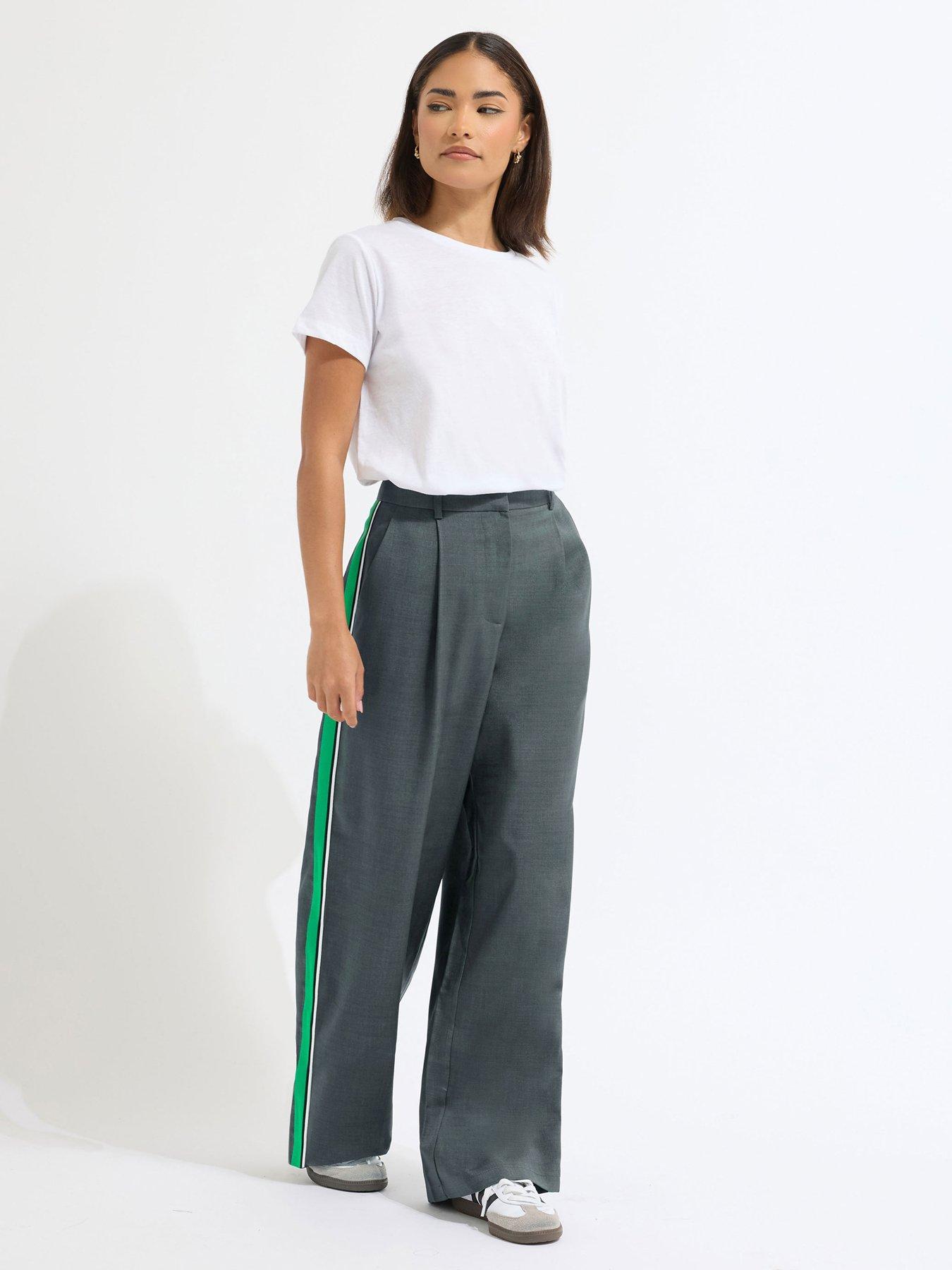 Image 1 of 5 of PixieGirl Petite Side Stripe Wide Leg Trouser