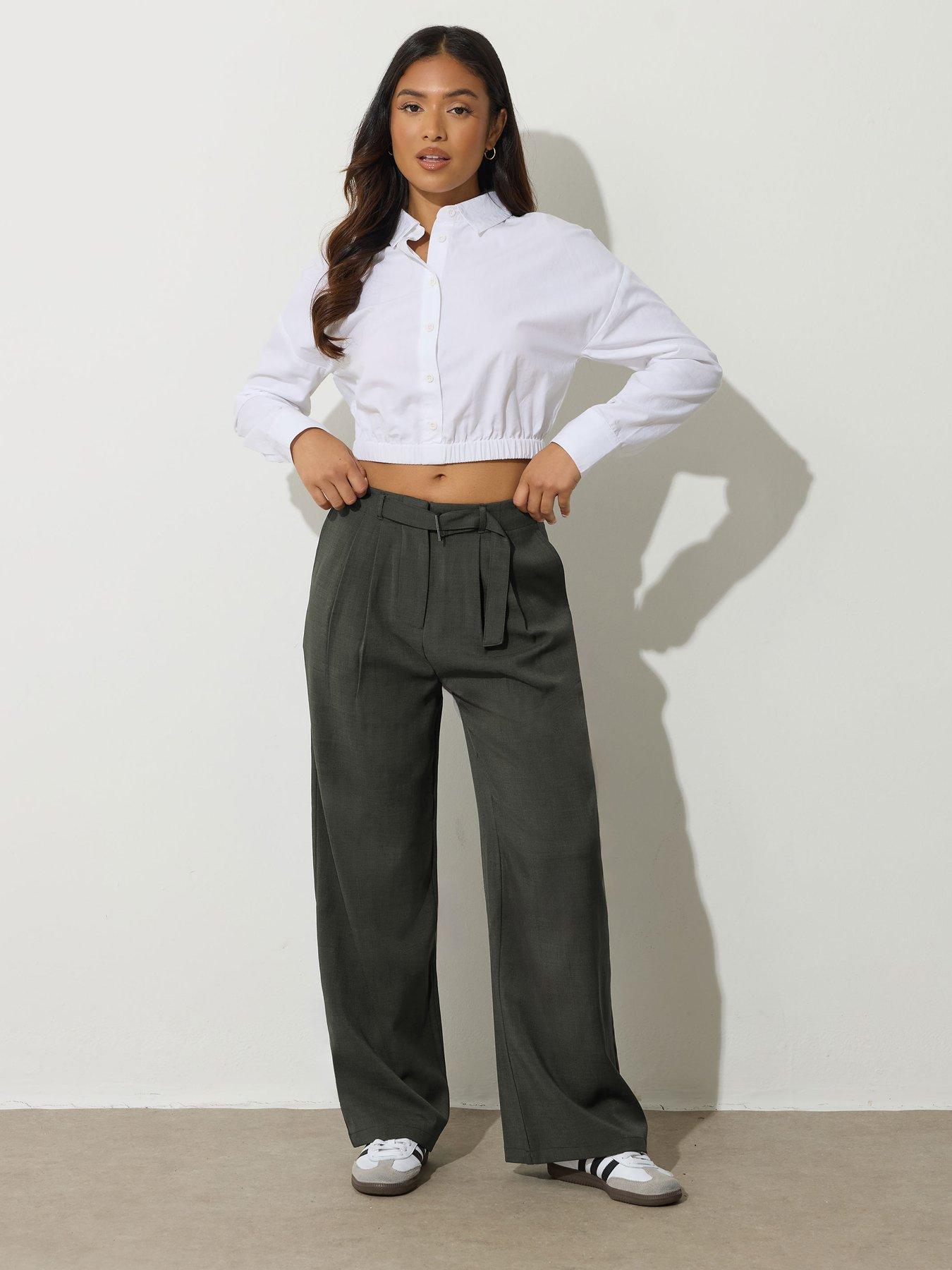 pixiegirl-petite-buckle-belt-wide-leg-trouser-green