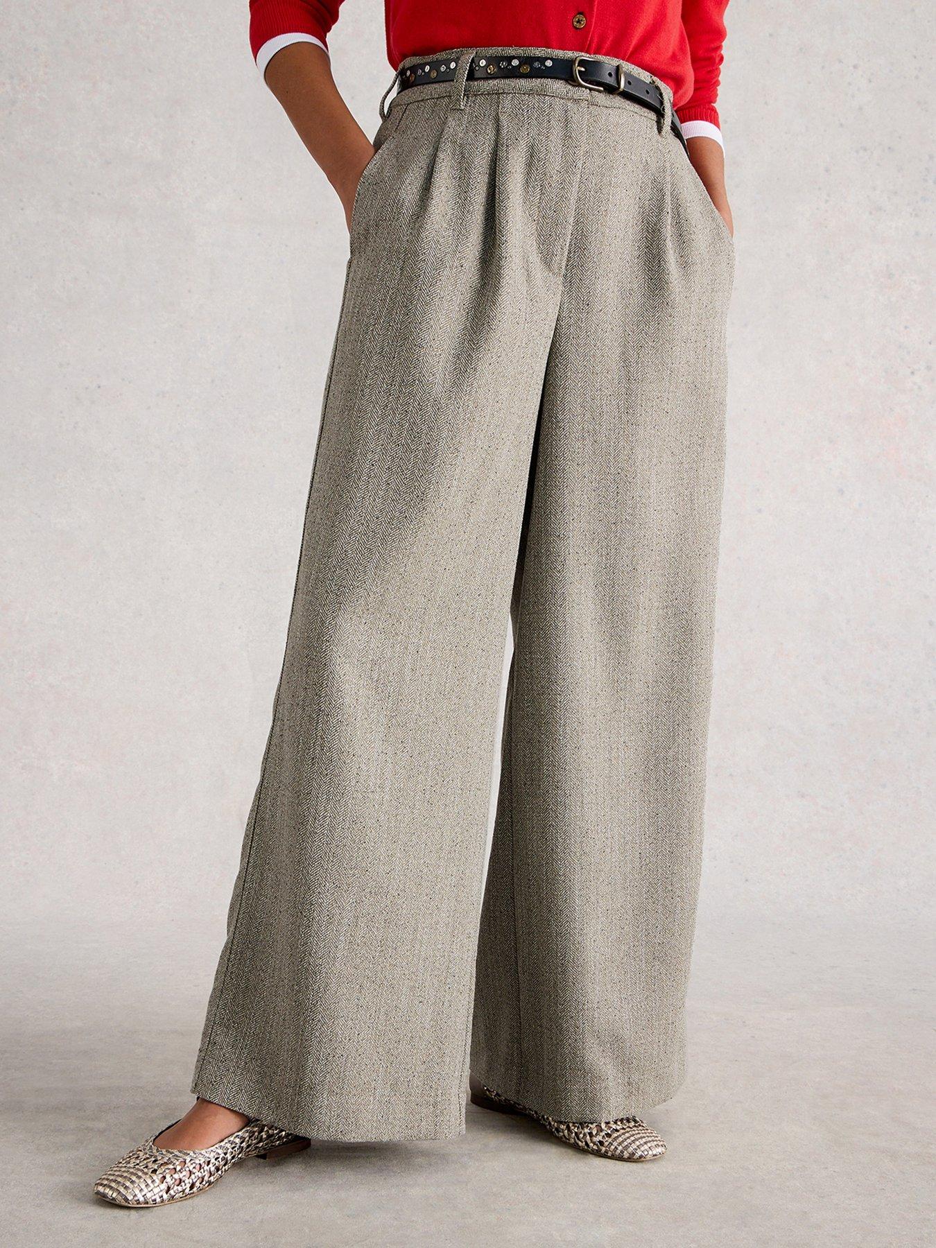 White Stuff Sasha Wide Leg Tweedy Trouser - Grey