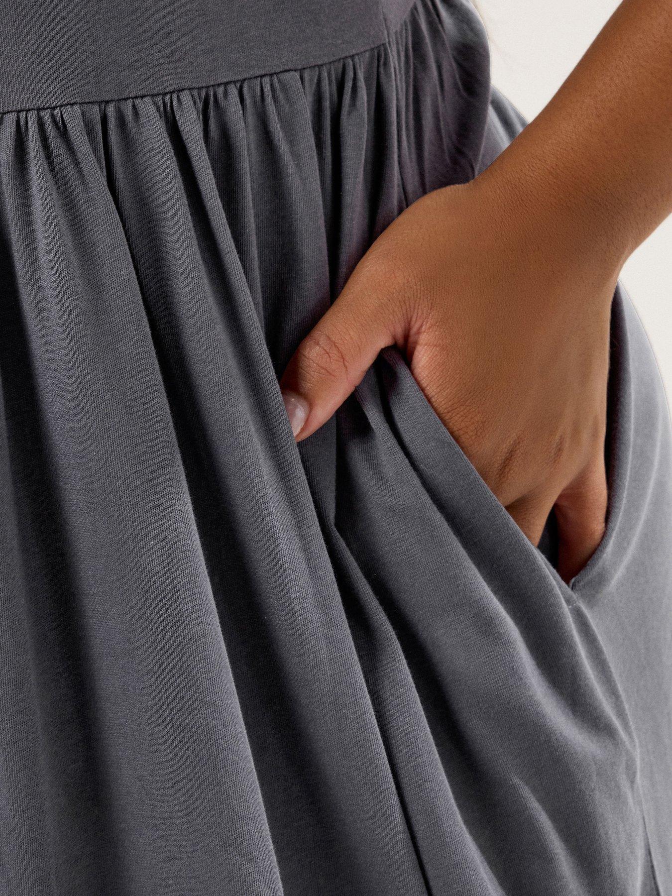 Image 4 of 4 of Yours Curve Throw On Smock Dress - Grey