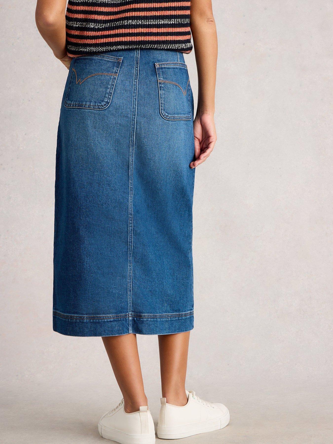Image 2 of 6 of White Stuff Tia Denim Midi Skirt - Blue