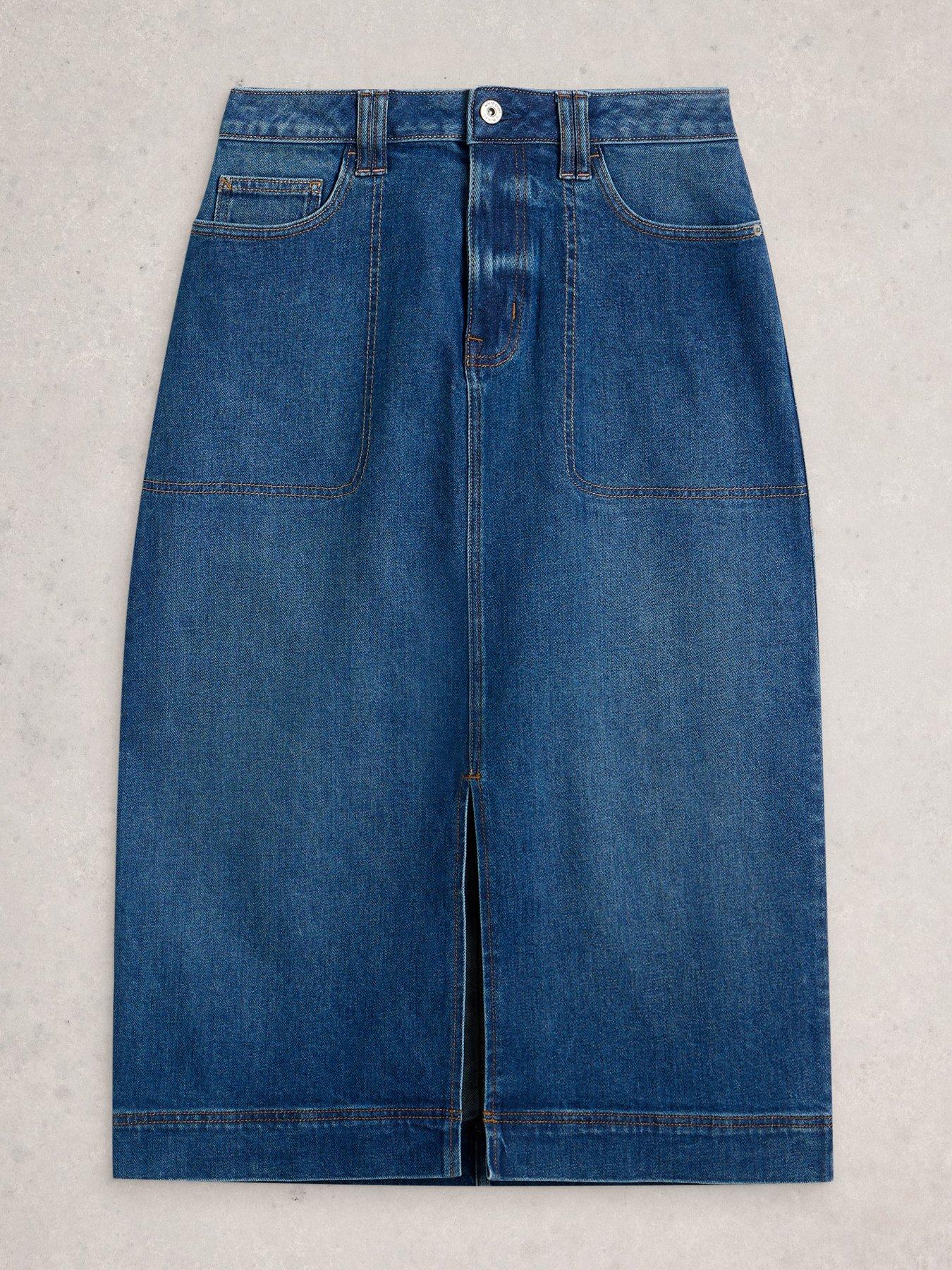 Image 5 of 6 of White Stuff Tia Denim Midi Skirt - Blue