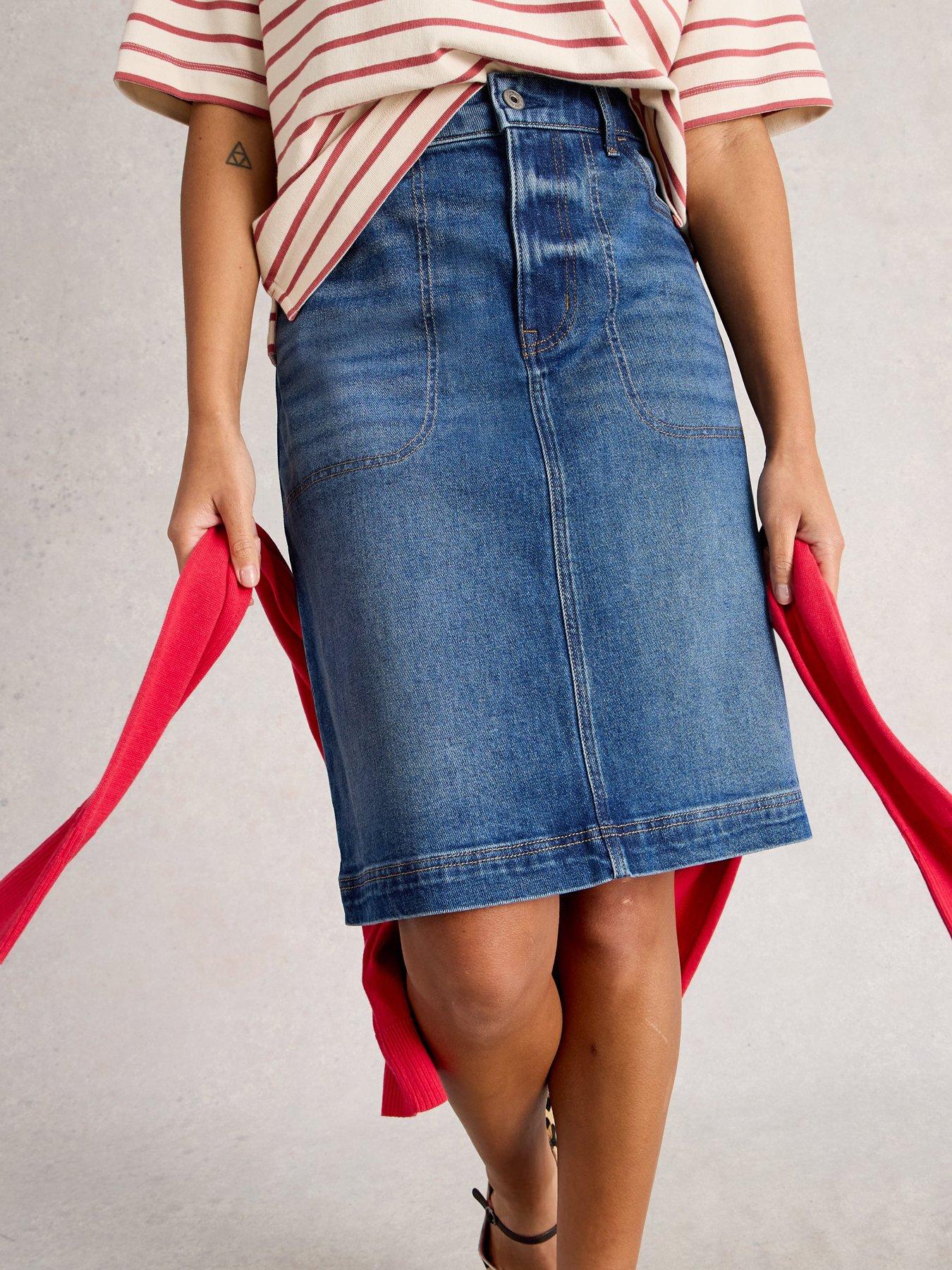 Image 1 of 6 of White Stuff Tia Denim Skirt - Blue