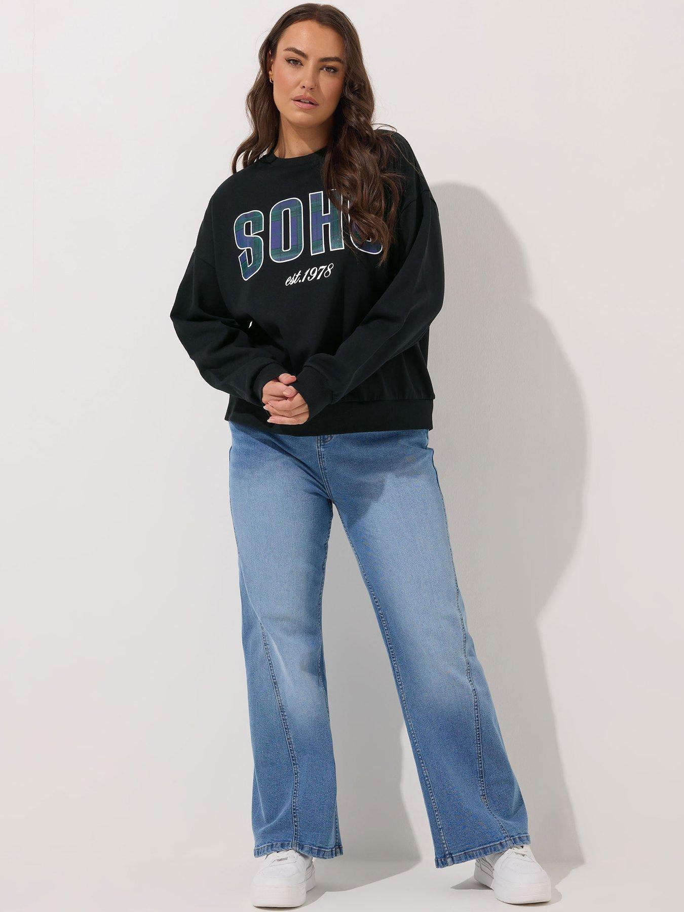 yours-curve-soho-check-crew-neck-sweatshirt-blackback