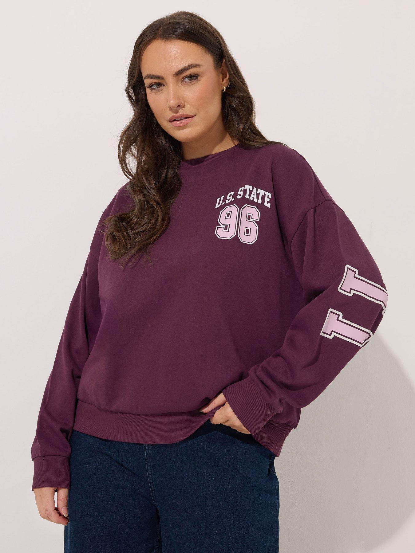 Yours Curve Illinois Crew Neck Sweatshirt - Red