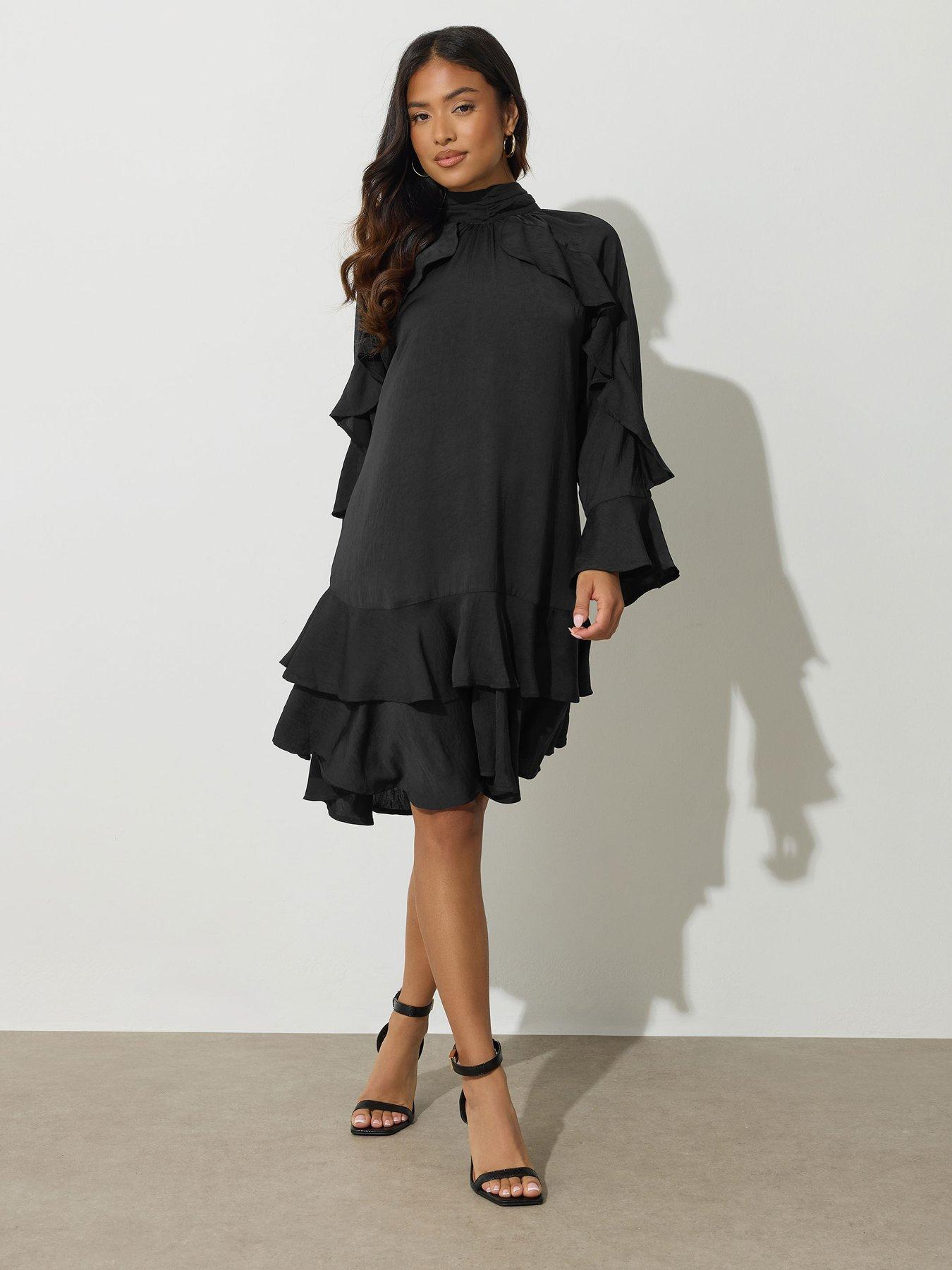 pixiegirl-petite-satin-frill-smock-dress-blackback