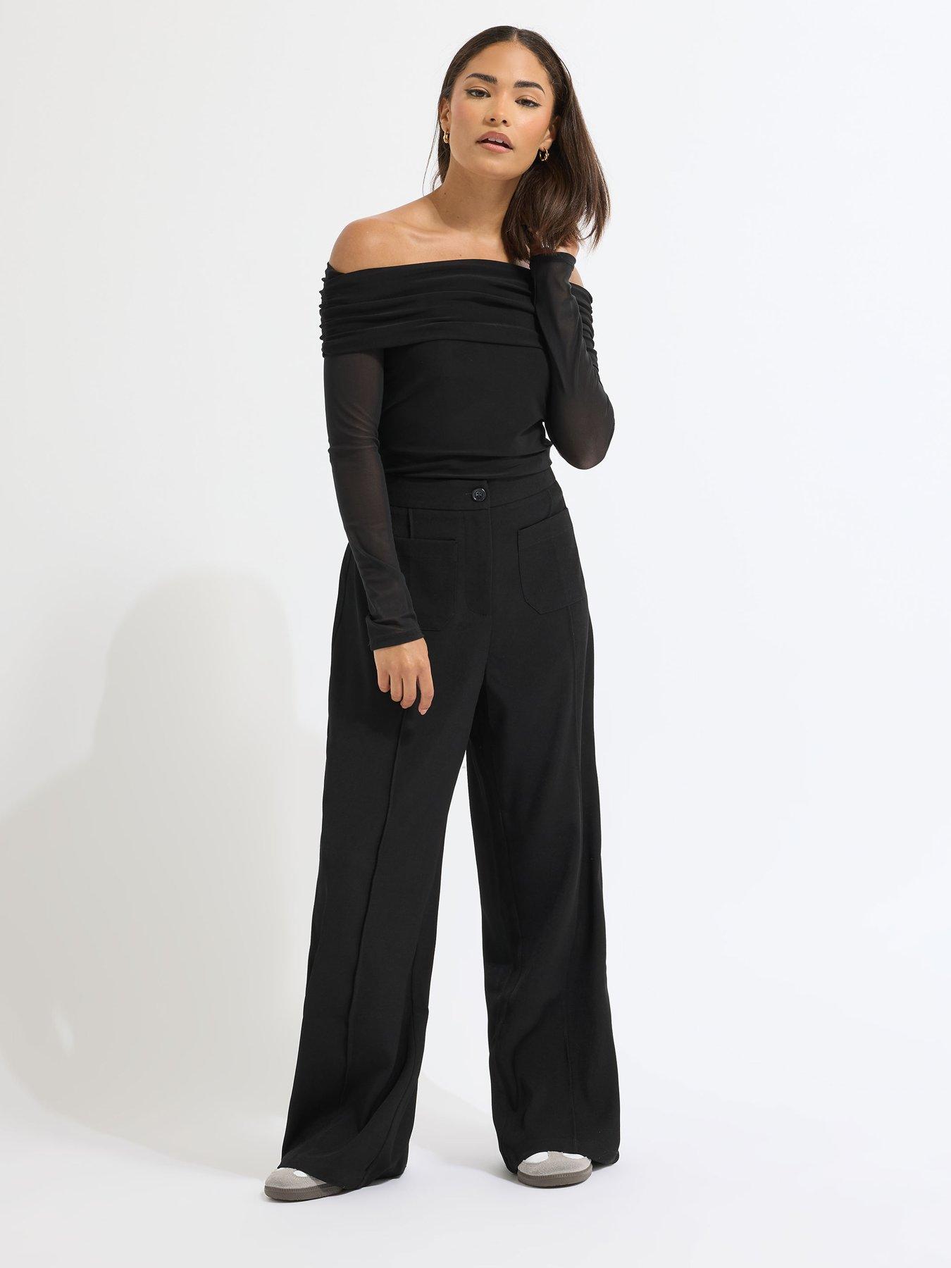 Image 1 of 4 of PixieGirl Petite Pocket Front Wide Leg Trouser - Black