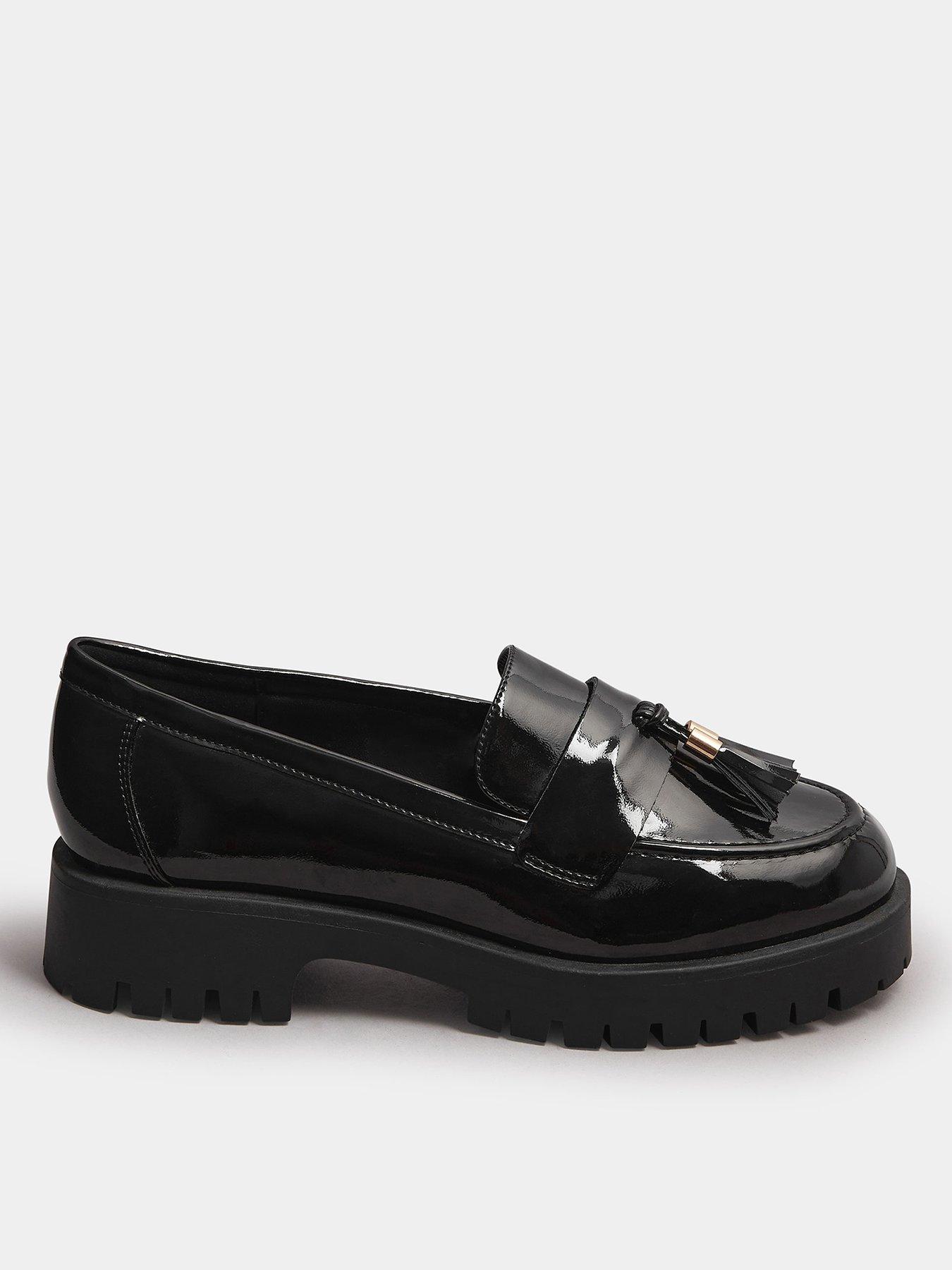 Yours Wide Fit Tassel Patent Loafers - Black