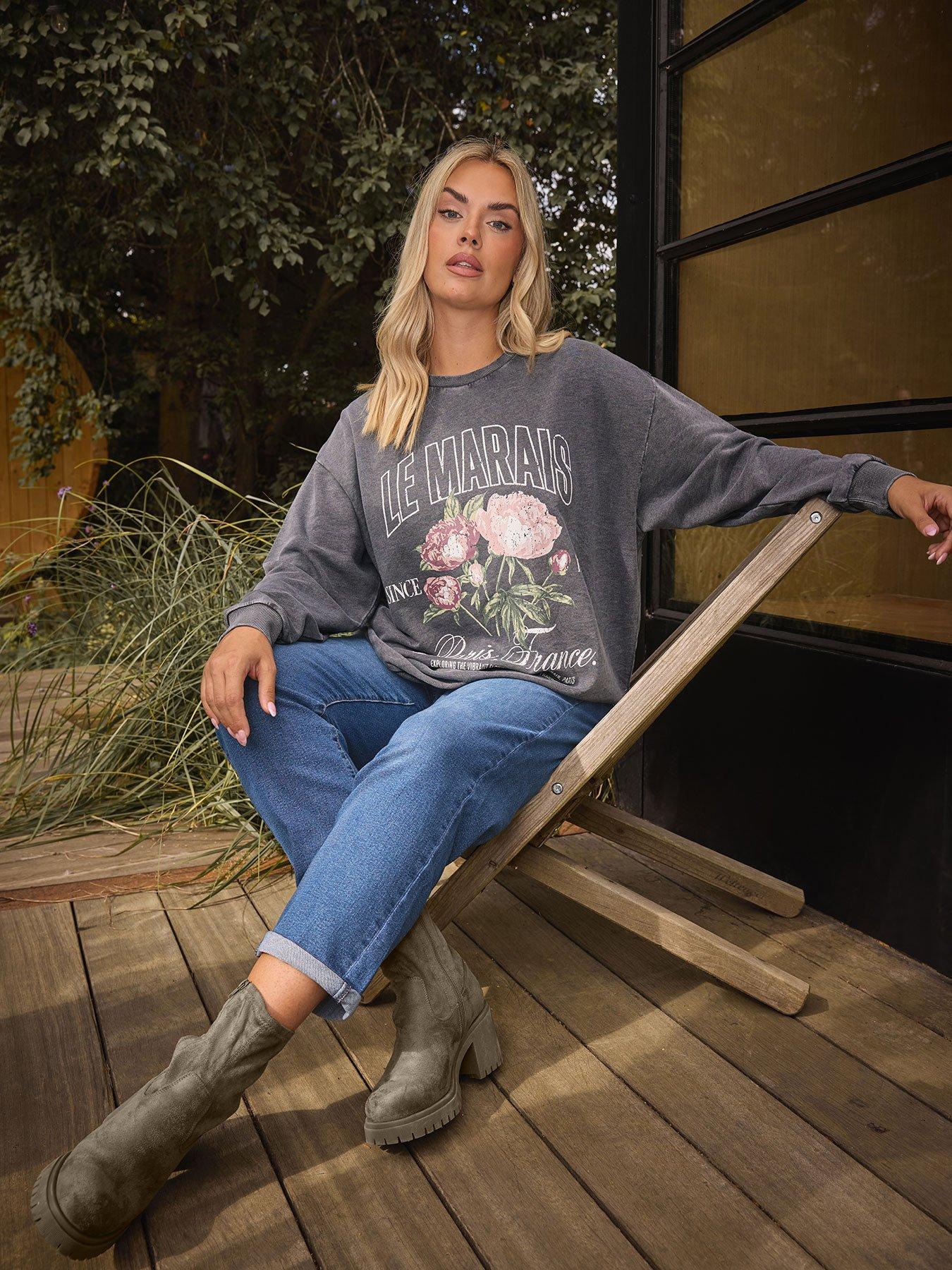 yours-curve-acid-wash-flower-sweatshirt-black