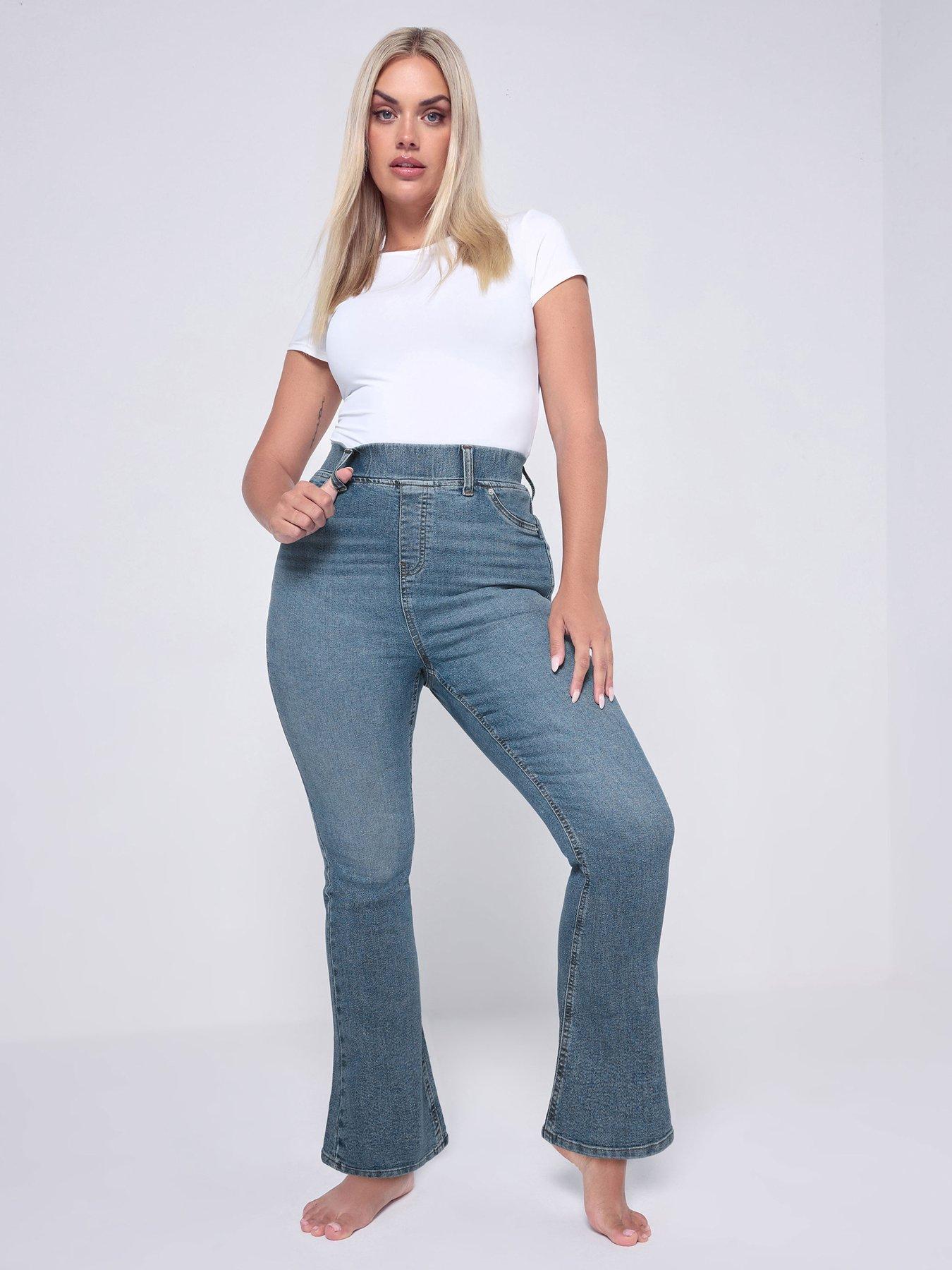 Image 1 of 4 of Yours Curve Flare Jegging - Blue