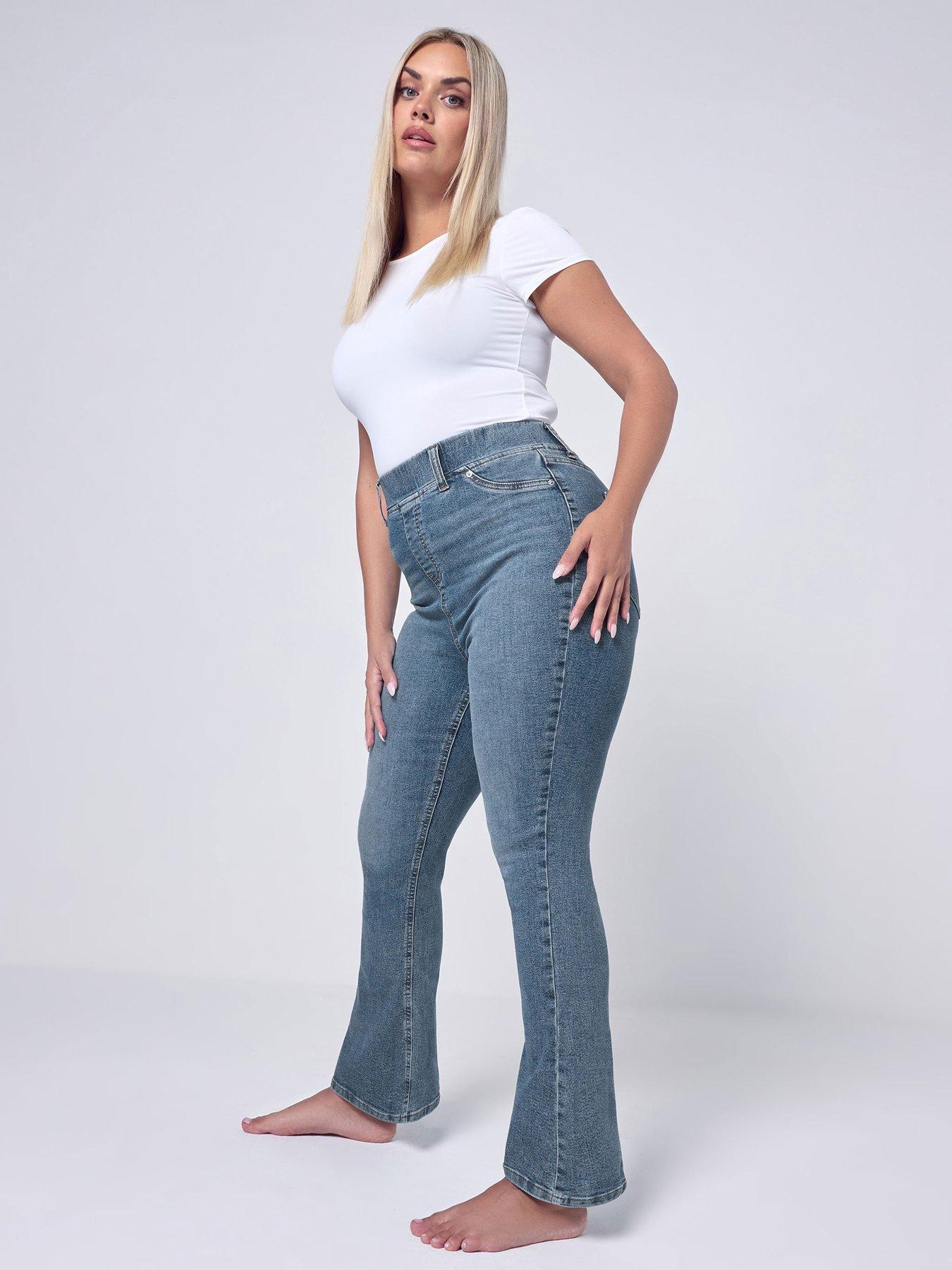 Image 3 of 4 of Yours Curve Flare Jegging - Blue