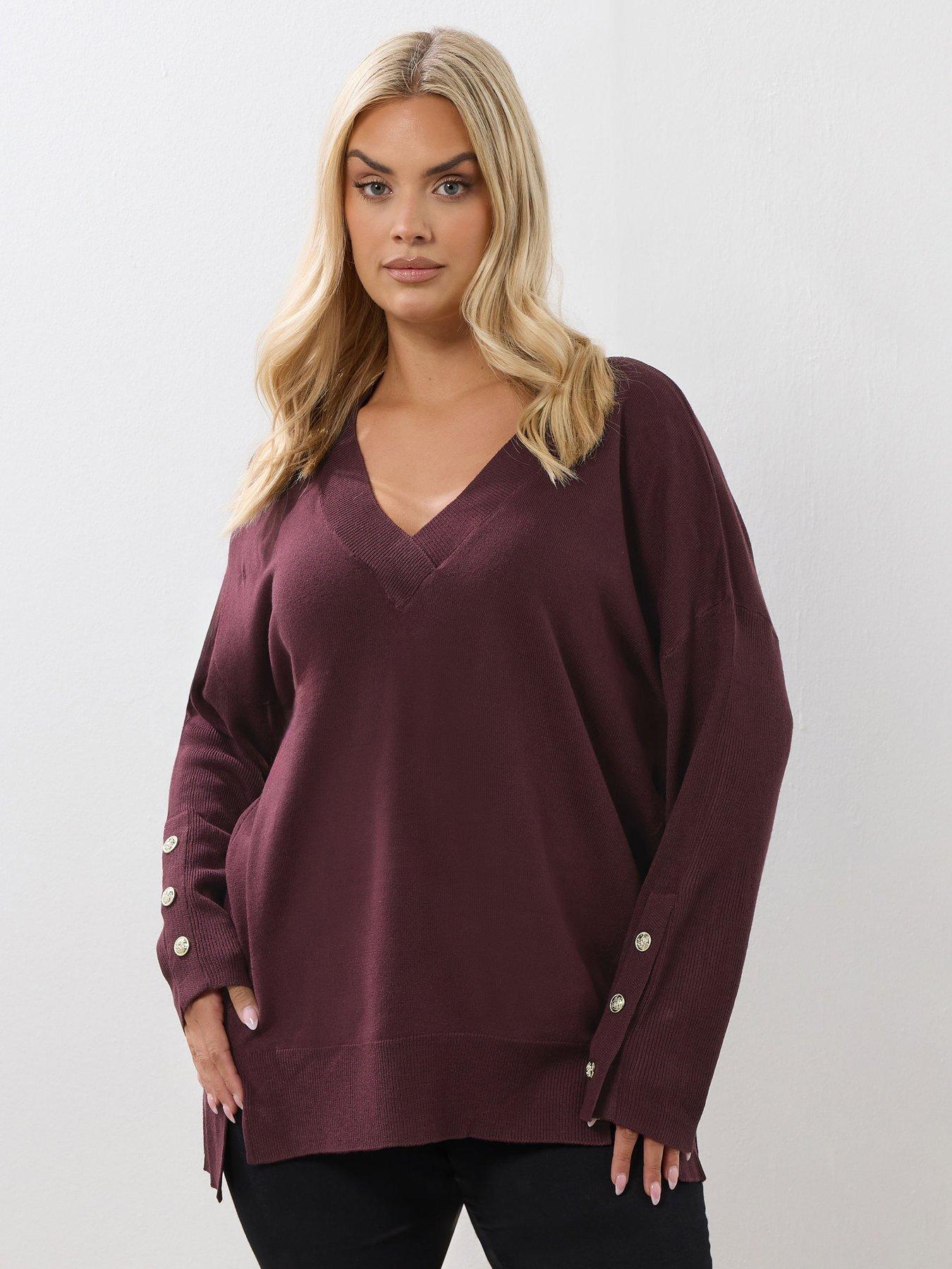 yours-curve-v-neck-jumper-purplefront
