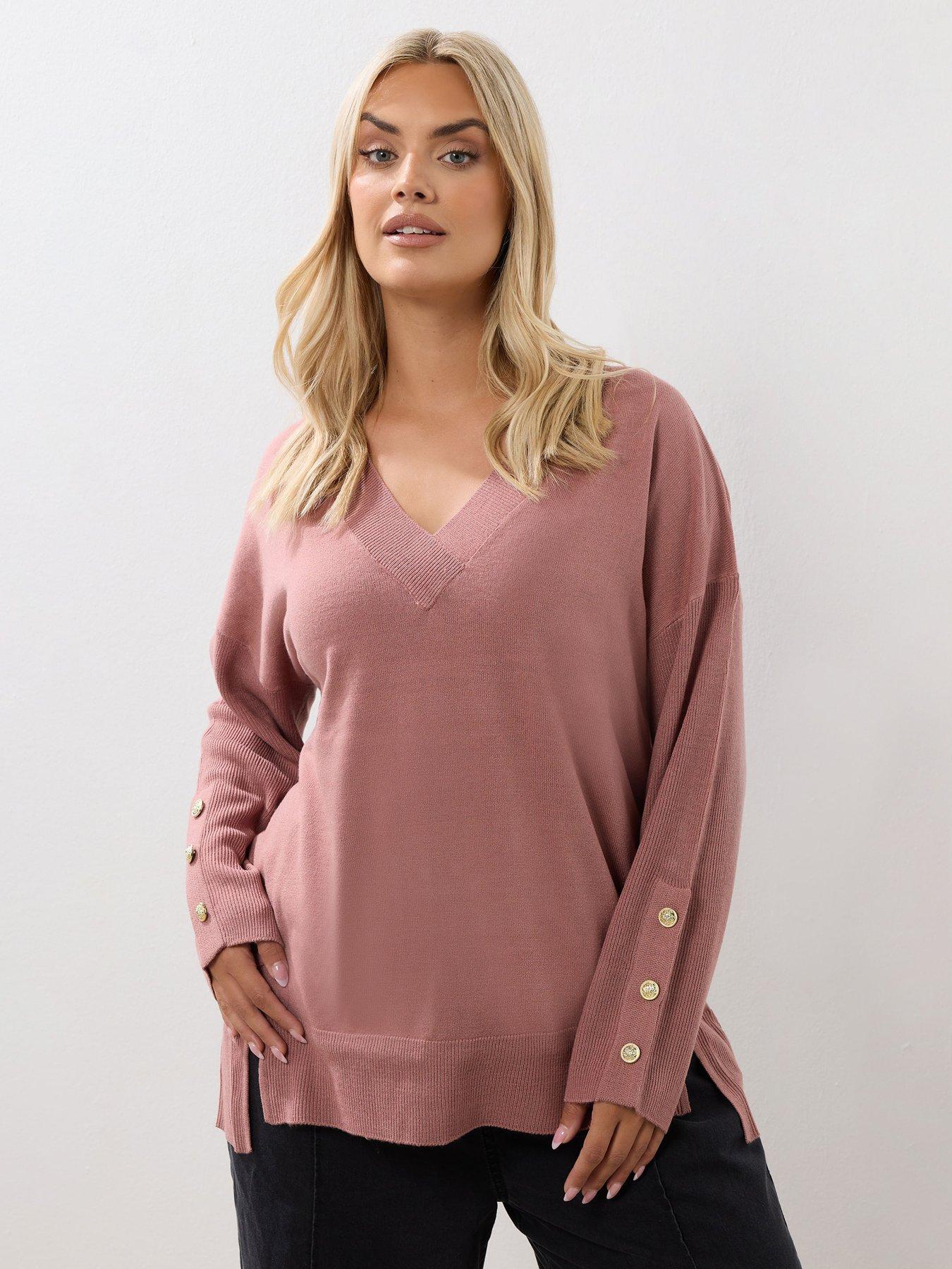 yours-curve-v-neck-jumper-pink