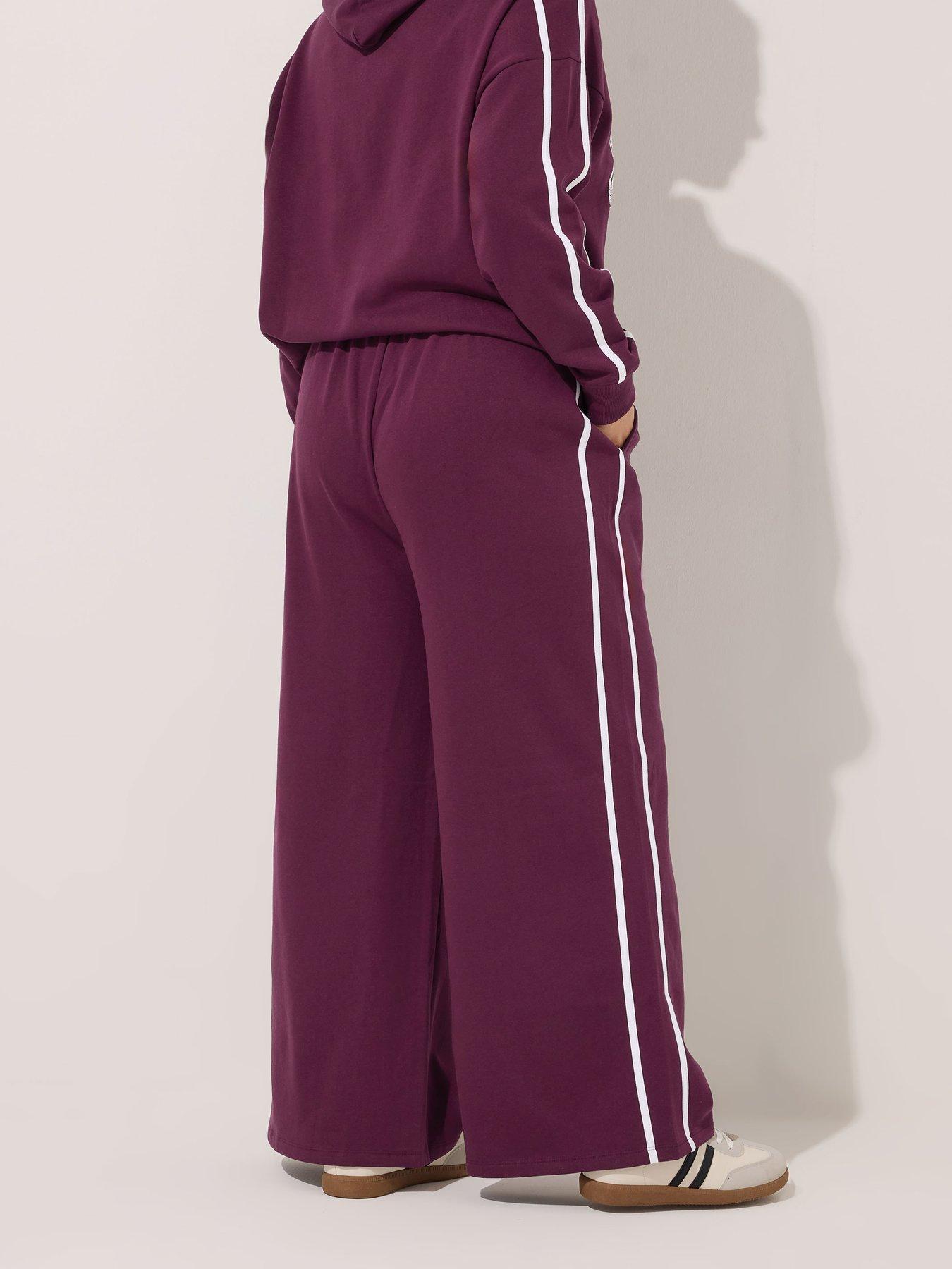 Image 2 of 4 of Yours Curve Side Stripe Wide Leg Jogger - Red
