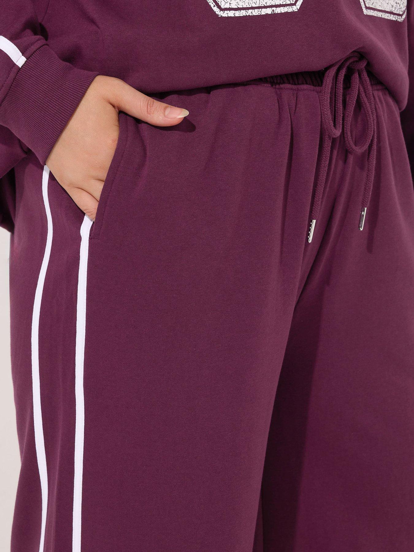 Image 4 of 4 of Yours Curve Side Stripe Wide Leg Jogger - Red