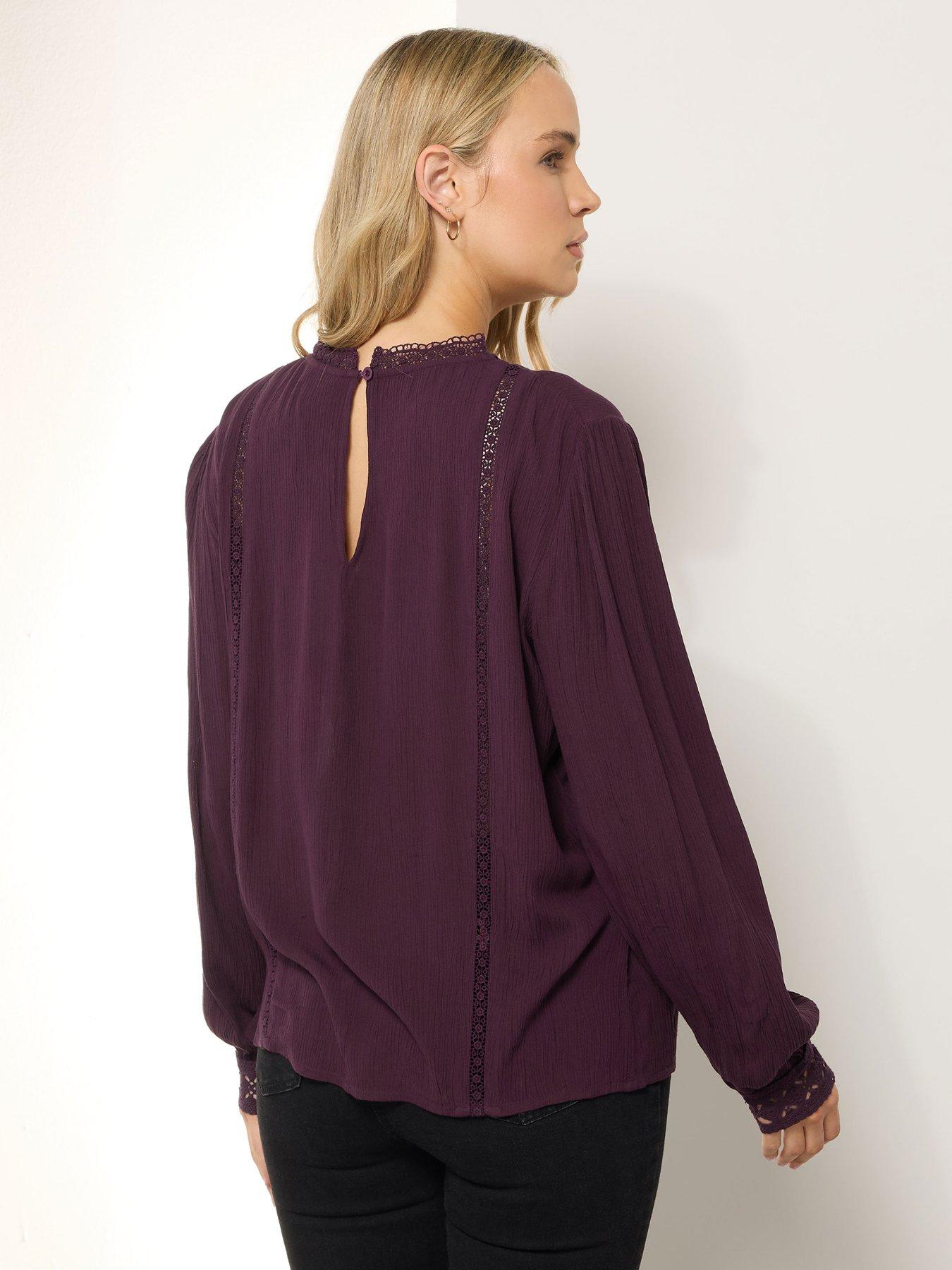 long-tall-sally-crinkle-lace-detail-blouse-purplestillFront
