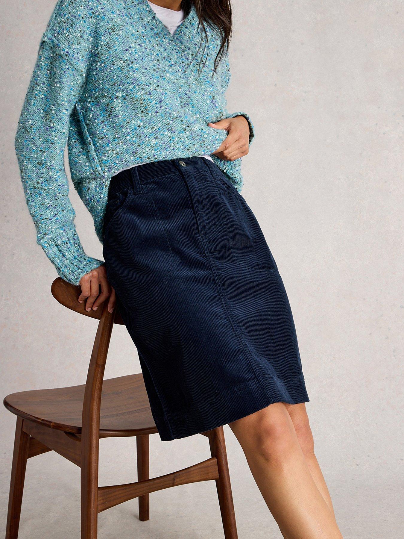White Stuff Tia Cord Skirt - Blue