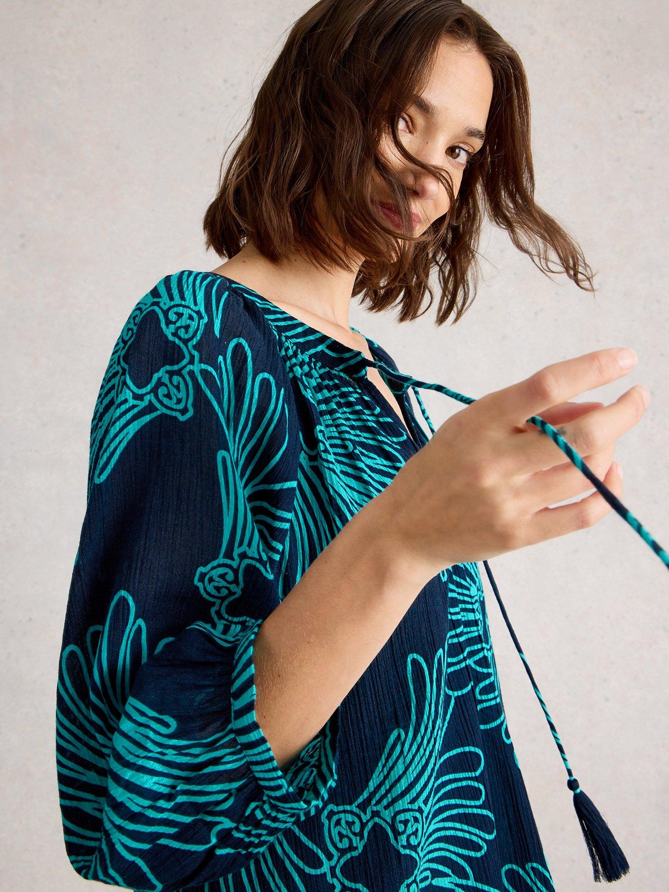 Image 4 of 6 of White Stuff Lottie Cover Up - Blue