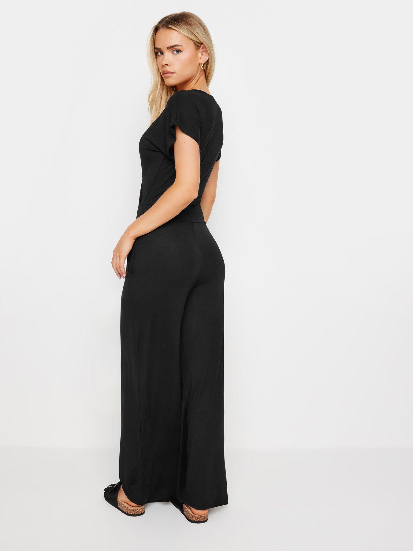 Image 2 of 4 of PixieGirl Petite Wrap Wide Leg Jumpsuit - Black