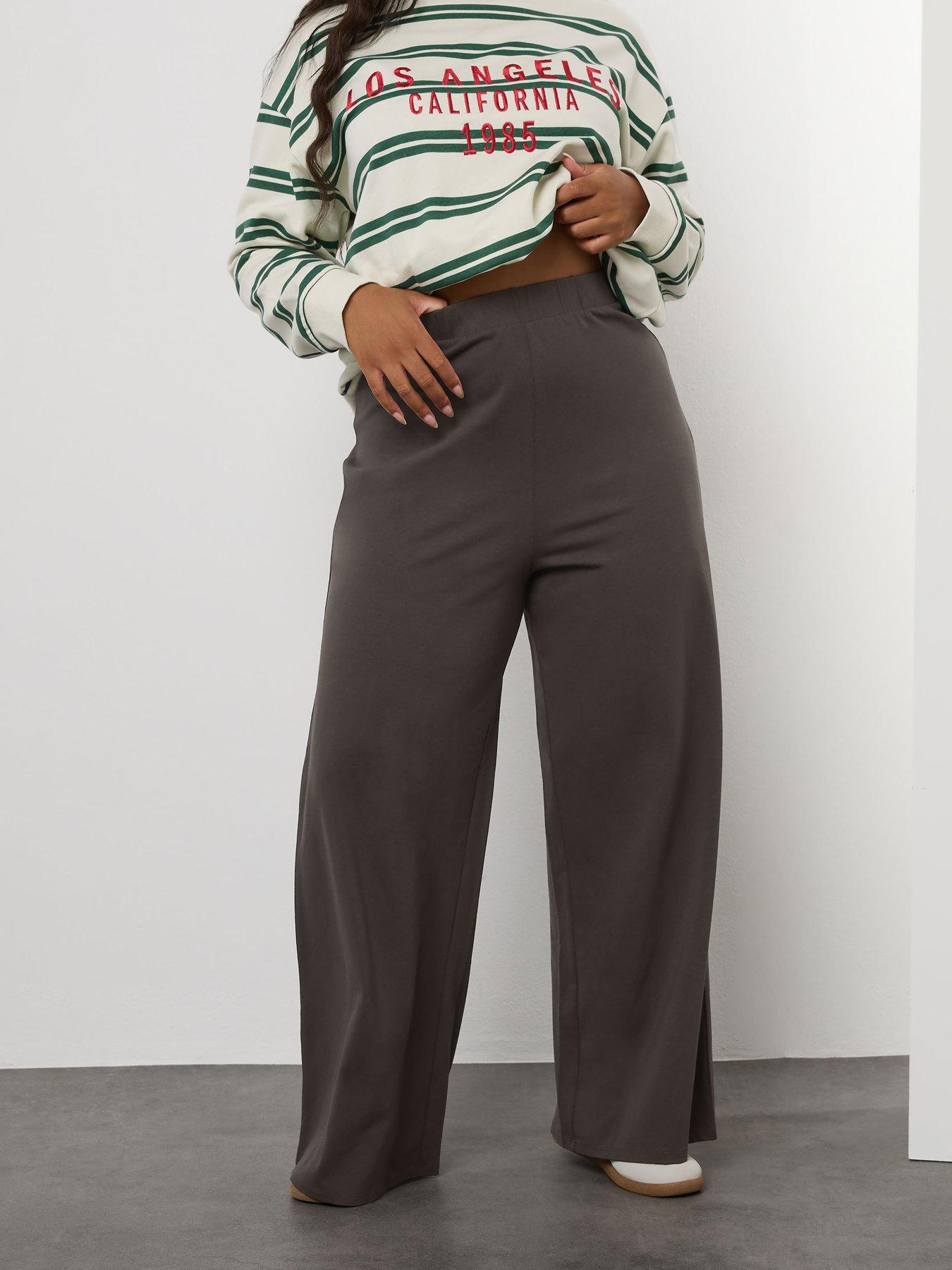 Yours Curve Wide Leg Legging - Brown