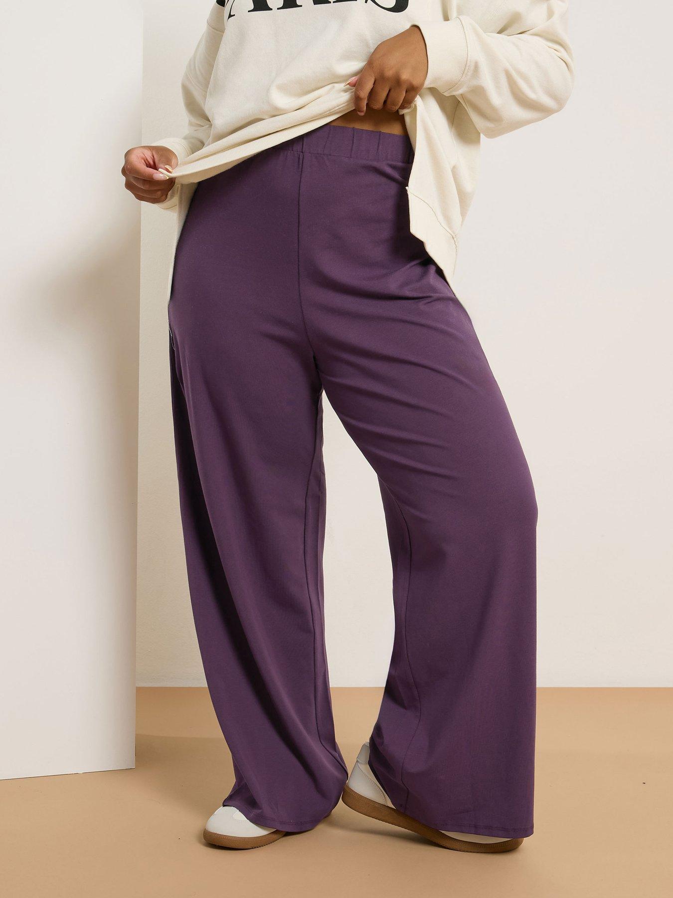 Yours Curve Wide Leg Legging - Purple