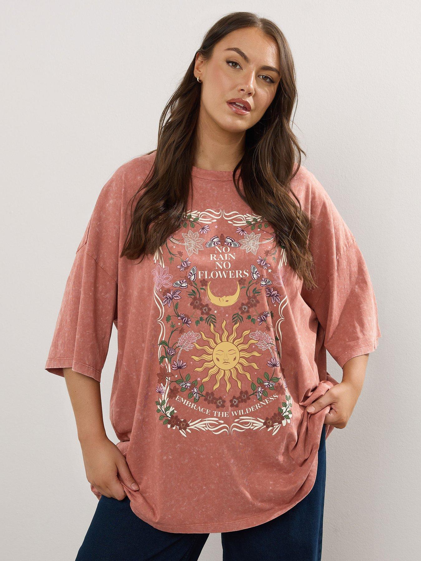 yours-curve-placement-boxy-t-shirt-brownoutfit