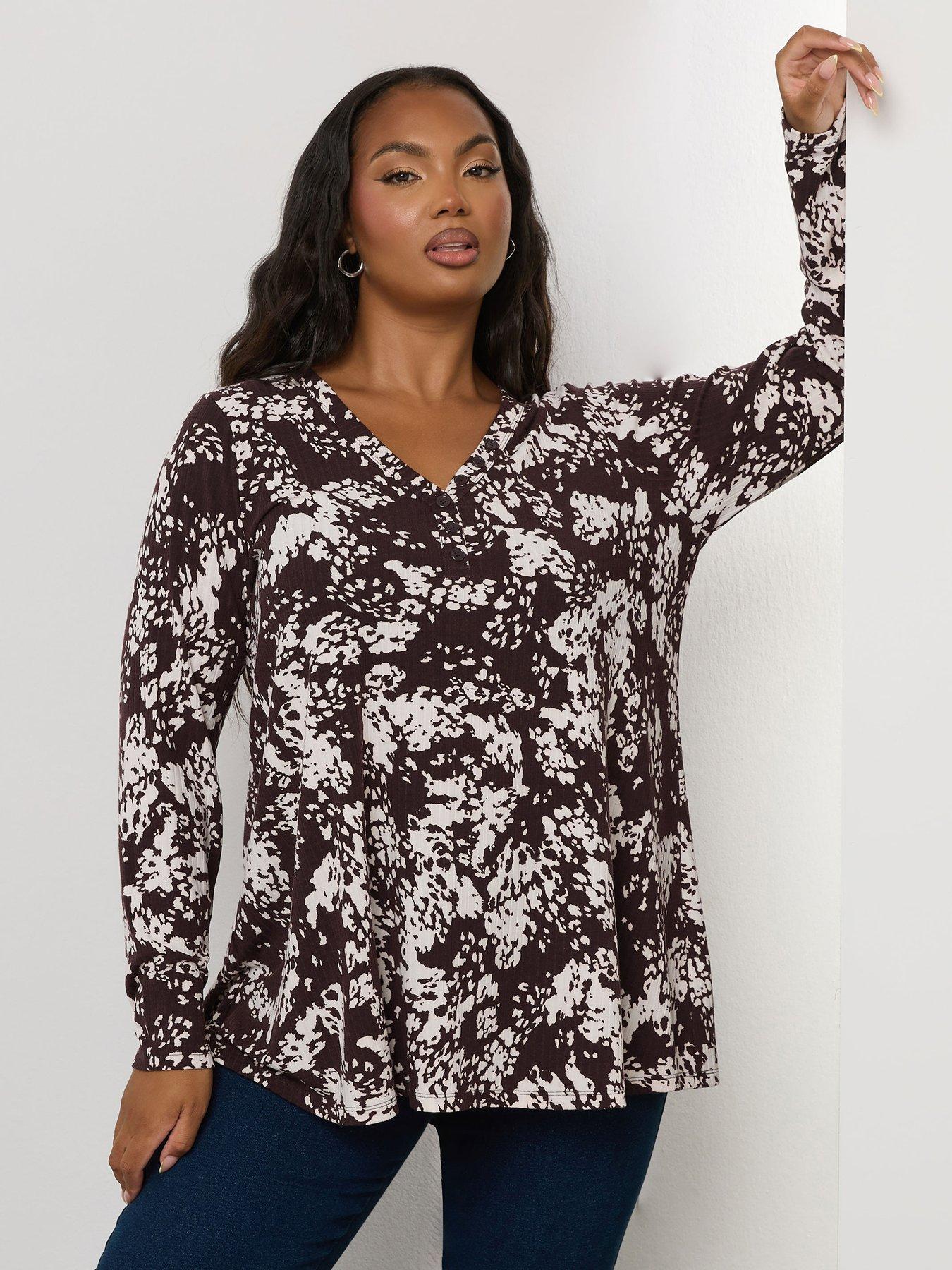 yours-curve-rib-swing-henley-top-brown